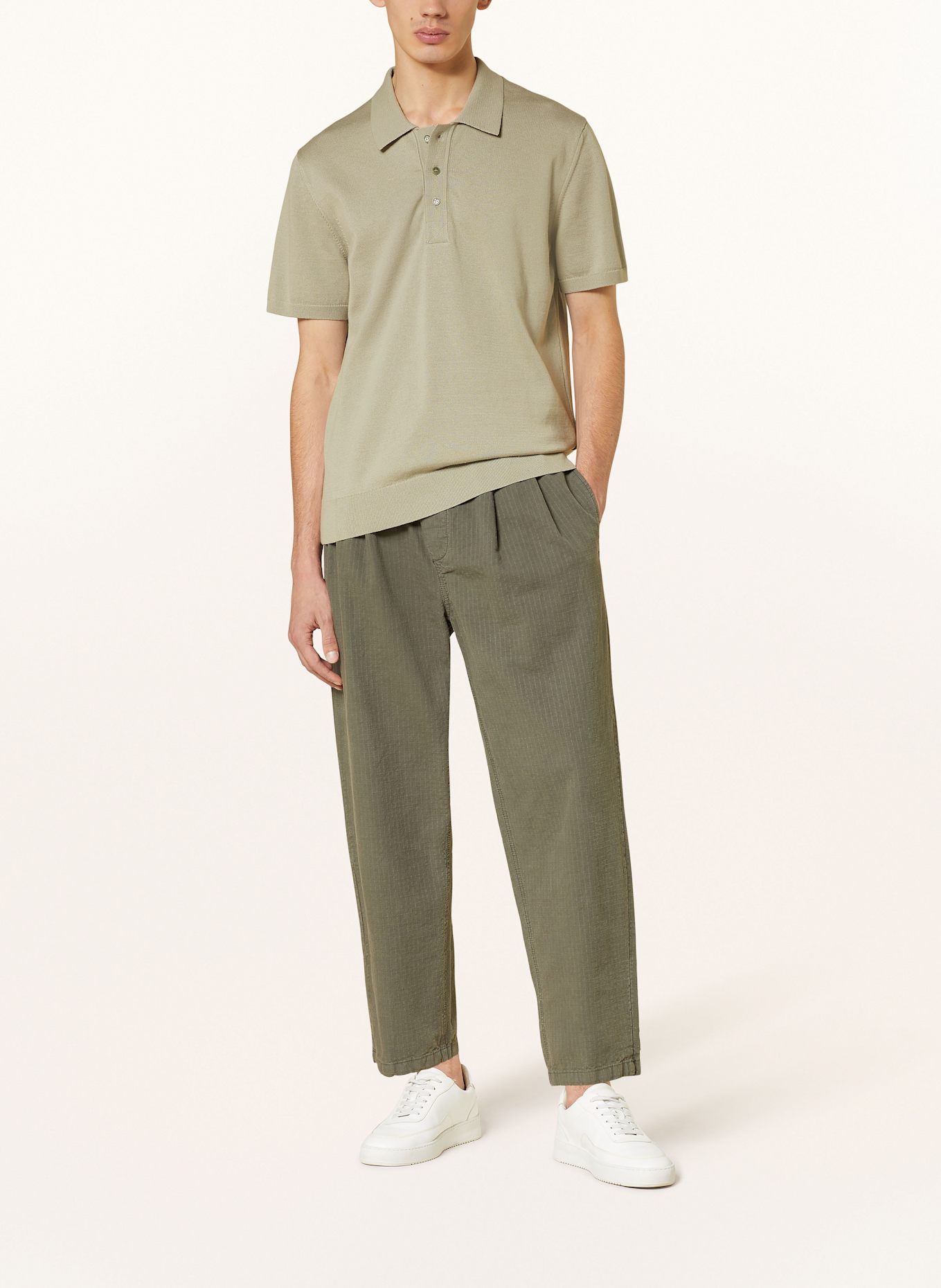 ARMEDANGELS Knitted polo shirt TAAKOS: LIGHT GREEN