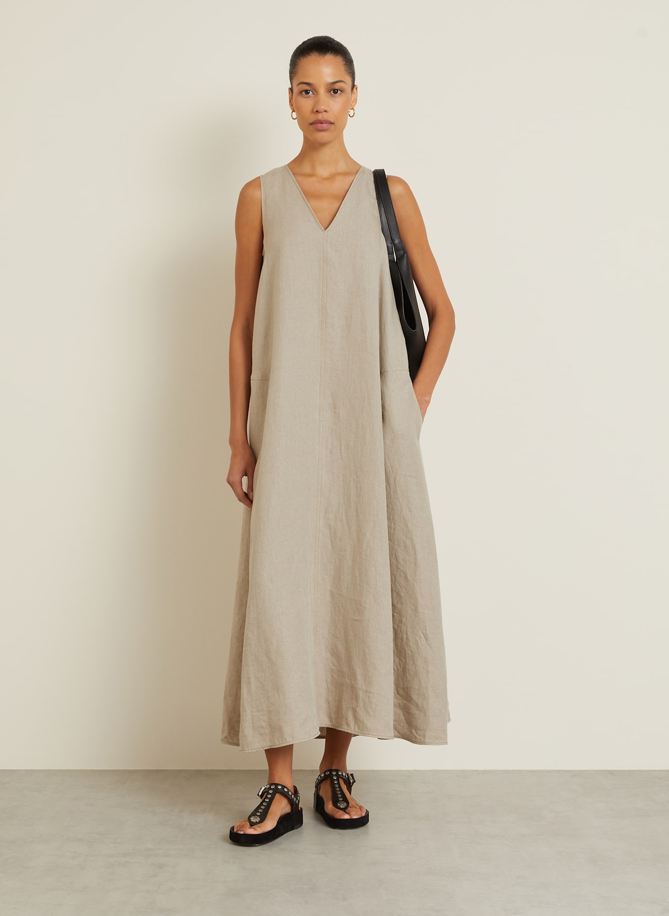 Max Mara Linen dress SIMEONE in taupe