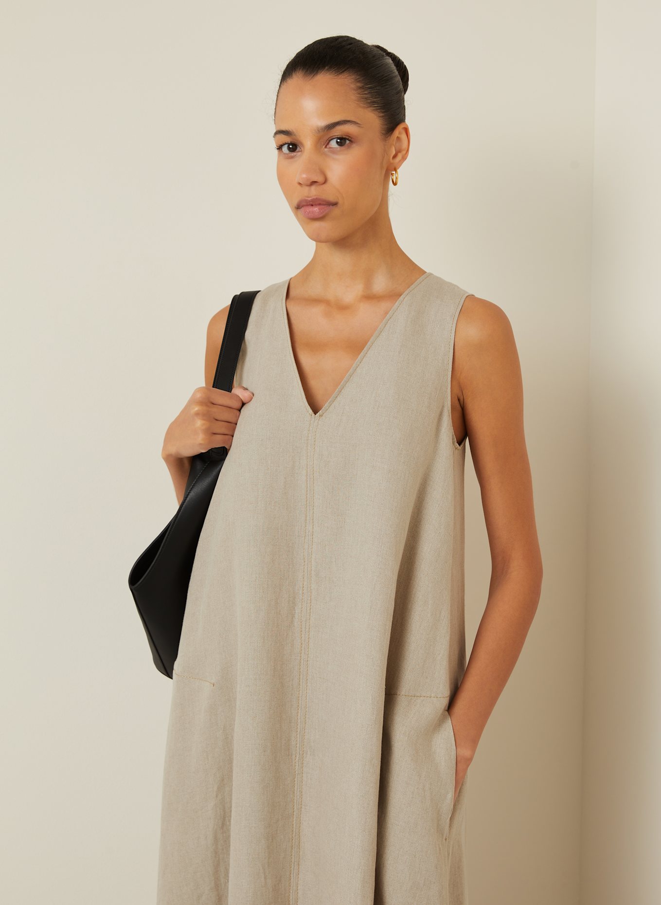 Max Mara Linen dress SIMEONE in taupe