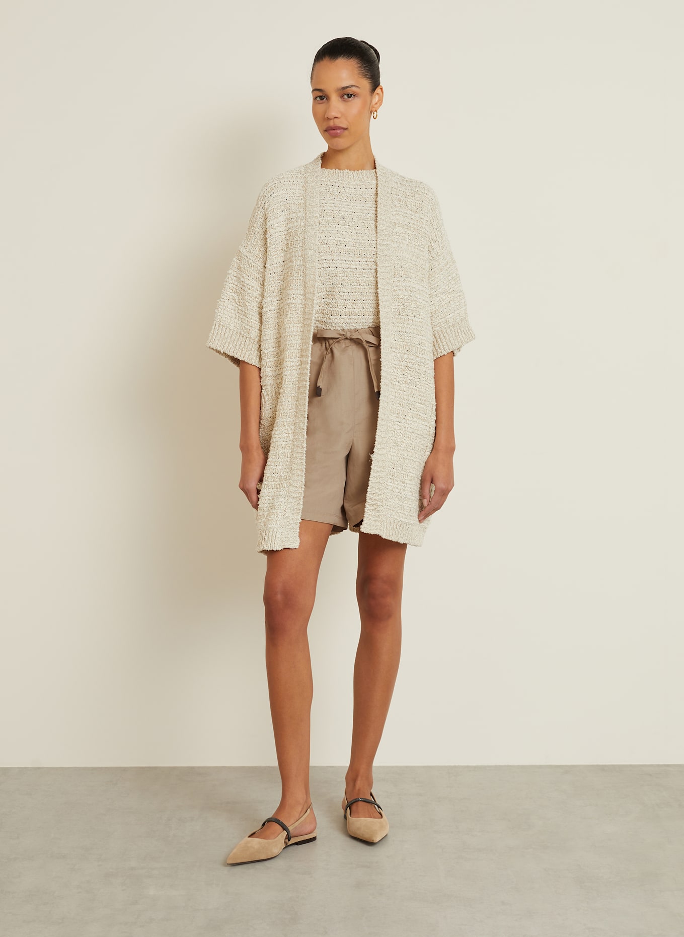 Max Mara Strickhülle ZULMA mit Glitzergarn und 3/4-Arm: CREME