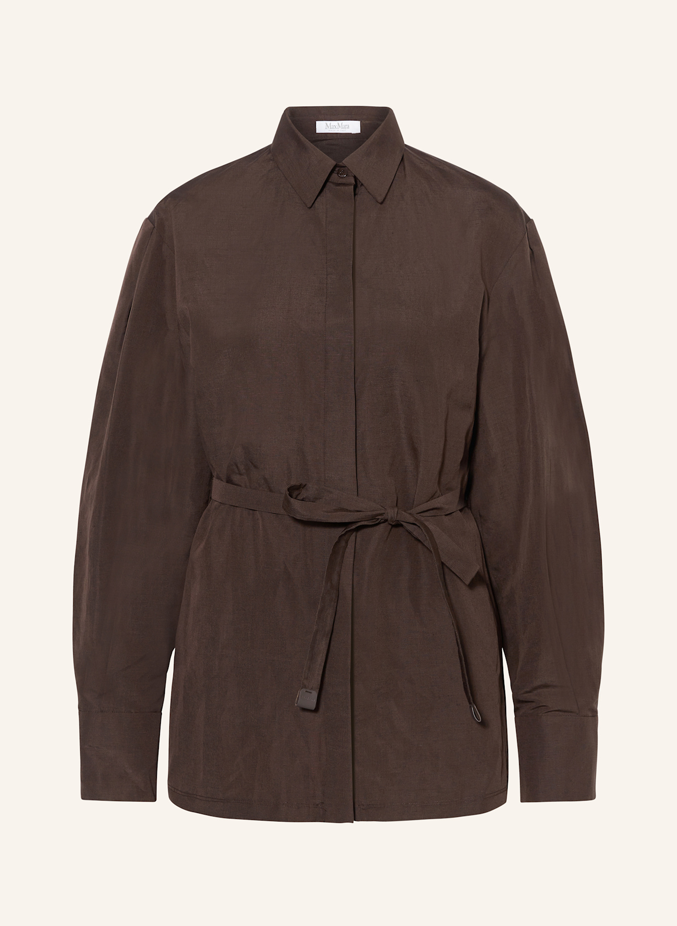 Max Mara AFFARI shirt blouse with linen and silk in dark brown