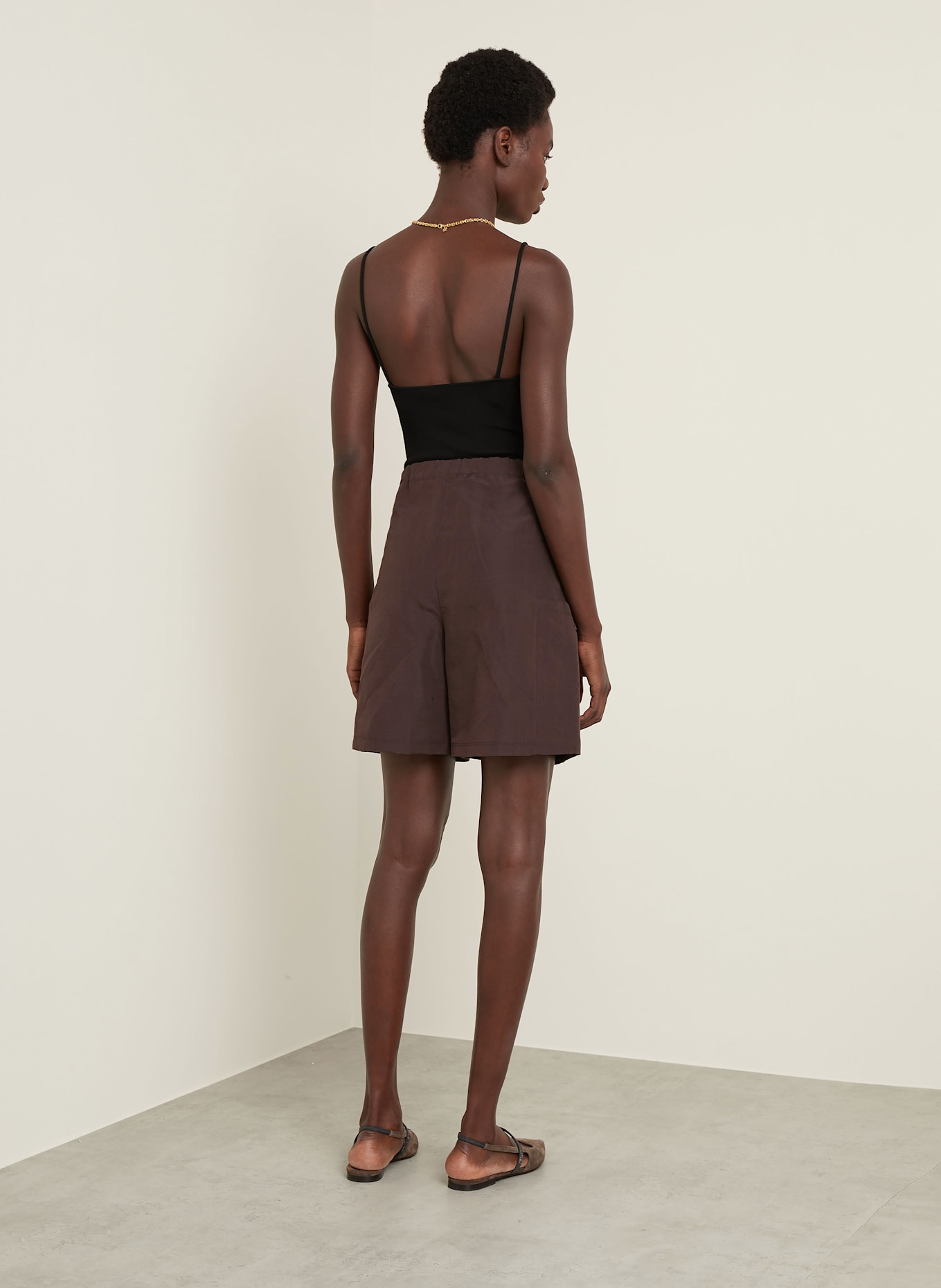 Max Mara Shorts QUEBEC mit Leinen und Seide: DUNKELBRAUN