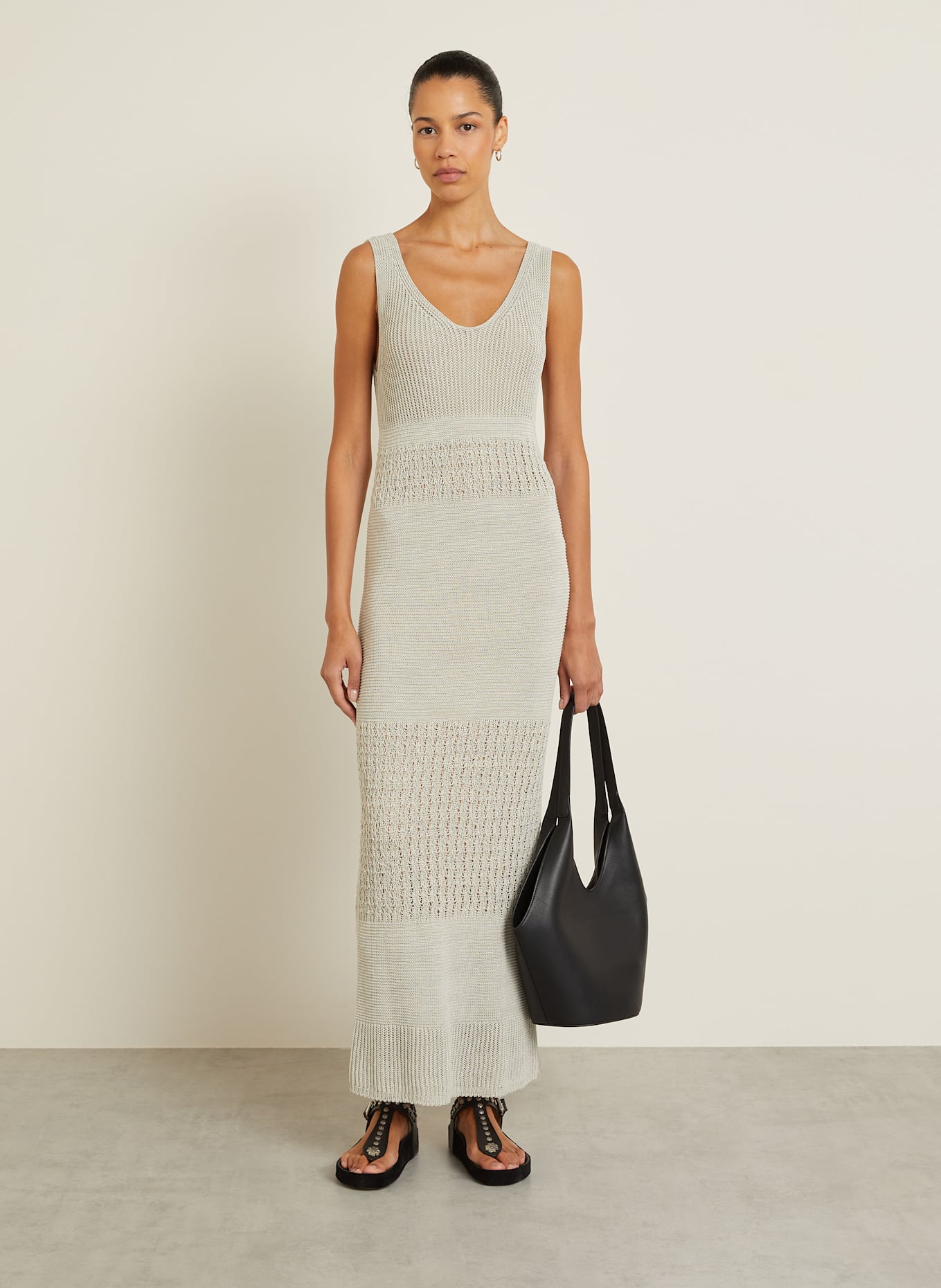 Max Mara◆VALOIS◆ニットロングドレス Valois knitted cotton-blend maxi dress in brown - Max Mara
