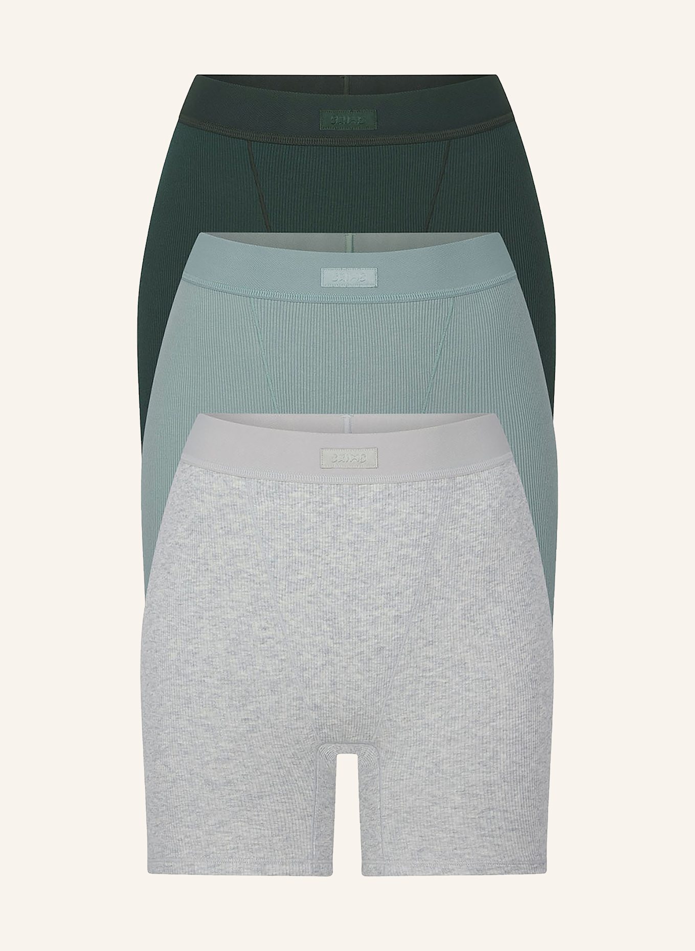SKIMS 3er-Pack Lounge-Shorts COTTON RIB: VAPOR SPRUCE