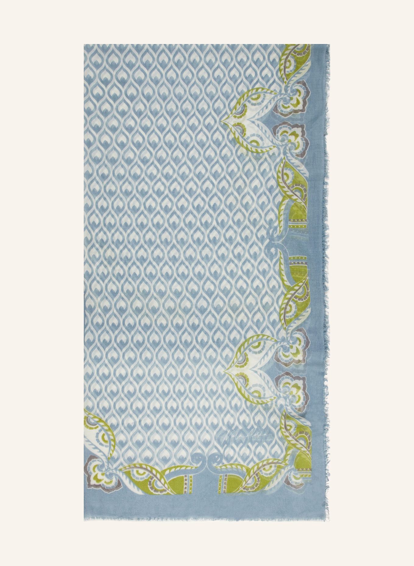 MALA ALISHA Cashmere-Schal ROOMY: BLAUGRAU/ HELLGRÜN/ WEISS