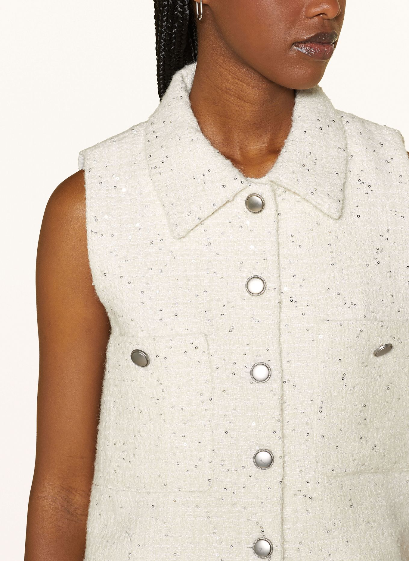 SUNCOO Bouclé vest with sequins: ECRU