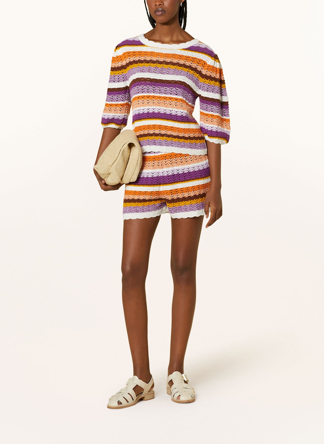 SUNCOO Strickshirt PANACA: WEISS / ORANGE / LILA