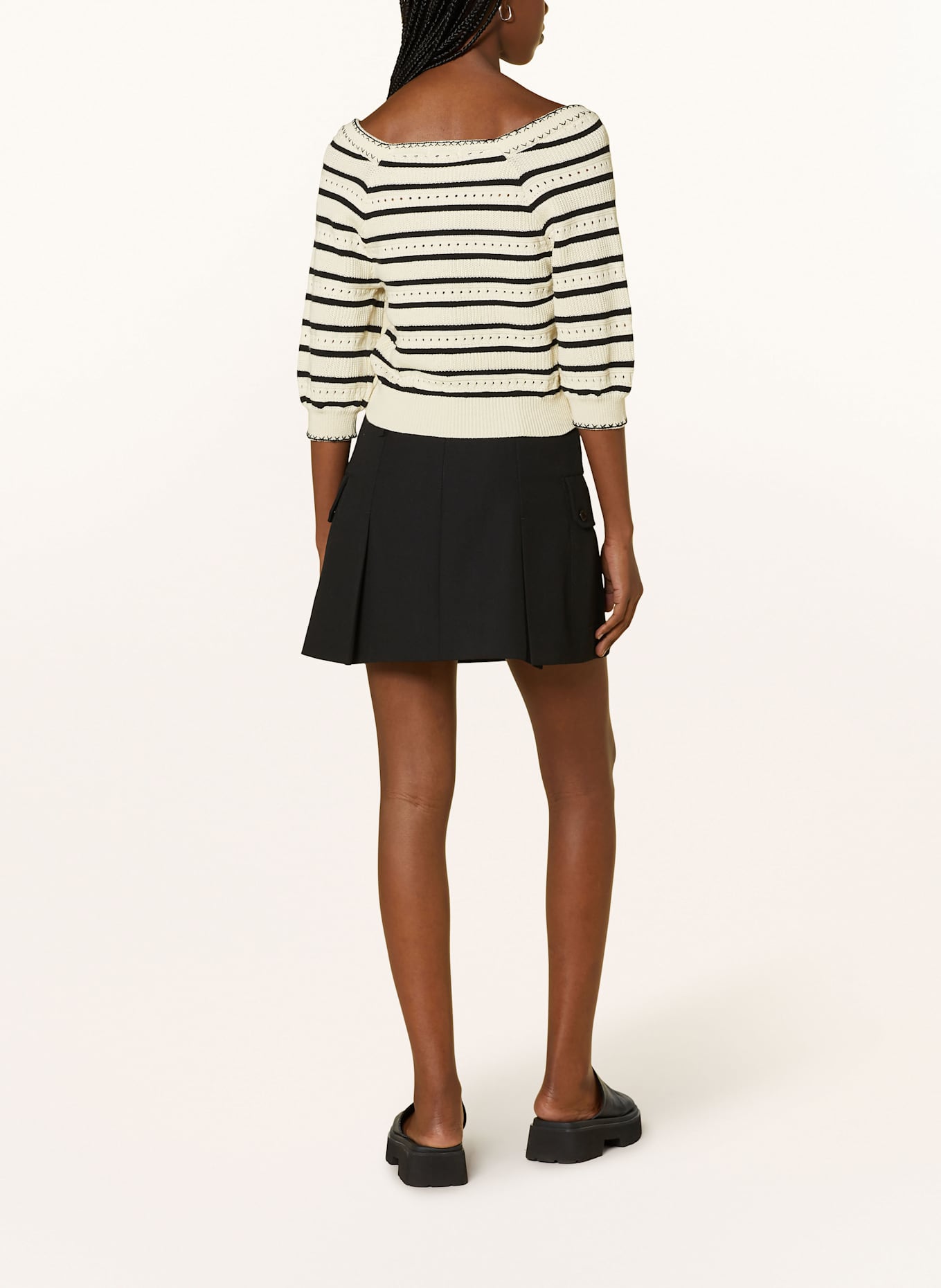 SUNCOO Pullover PATRICI: CREME / SCHWARZ