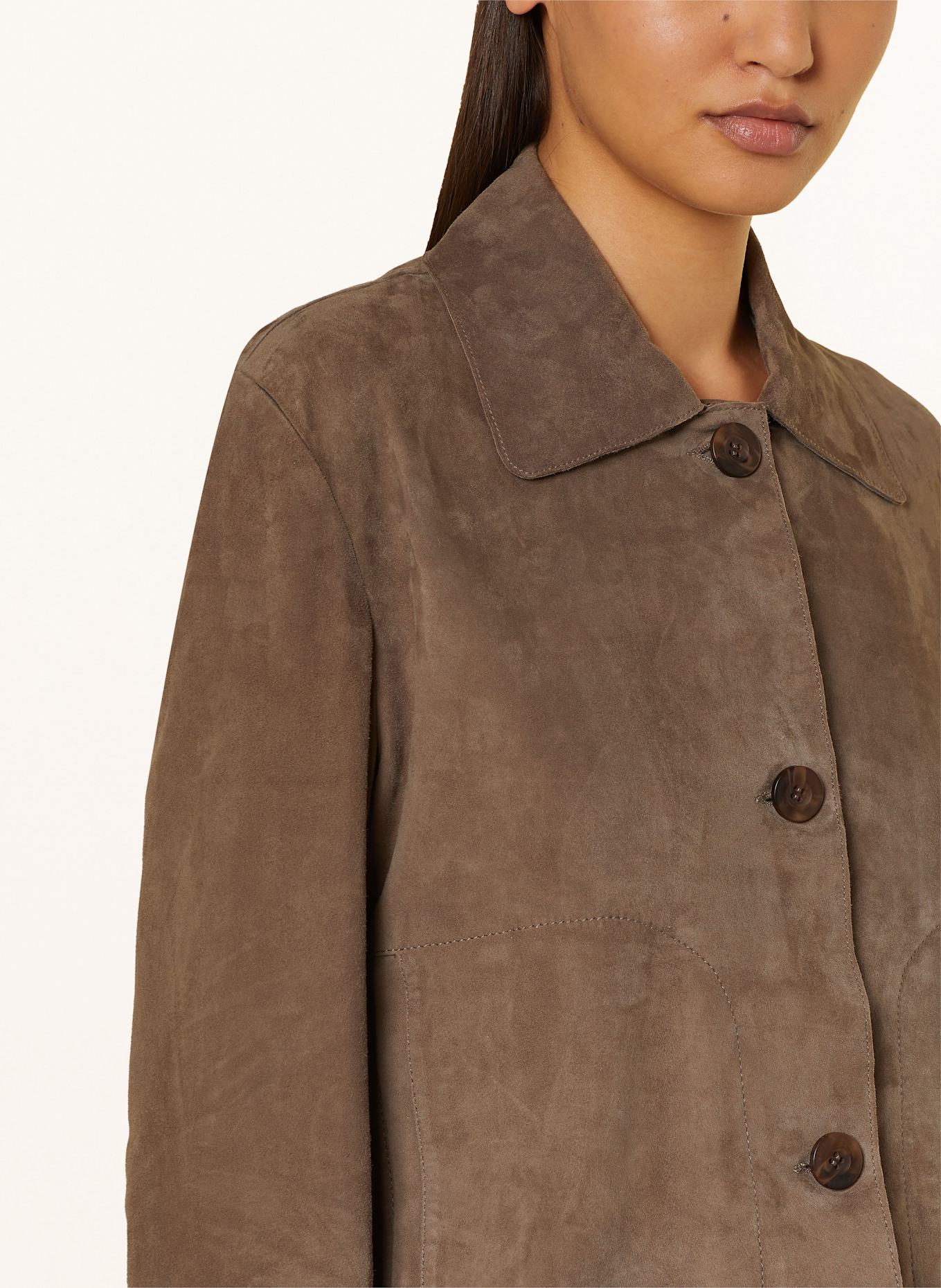 REPEAT Leather jacket: TAUPE