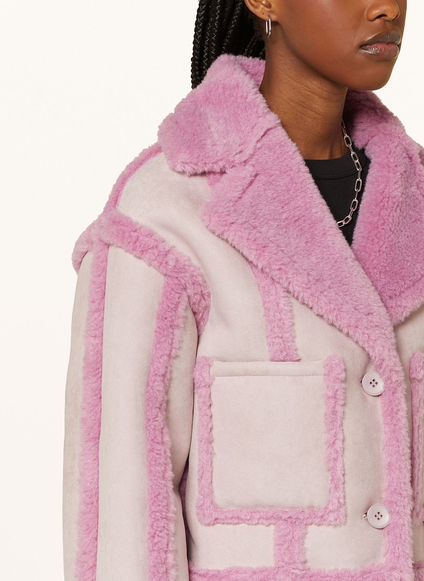 OW Collection Kurtka BERLIN z imitacji skóry ze sztucznym futrem: JASNOFIOLETOWY / LILA