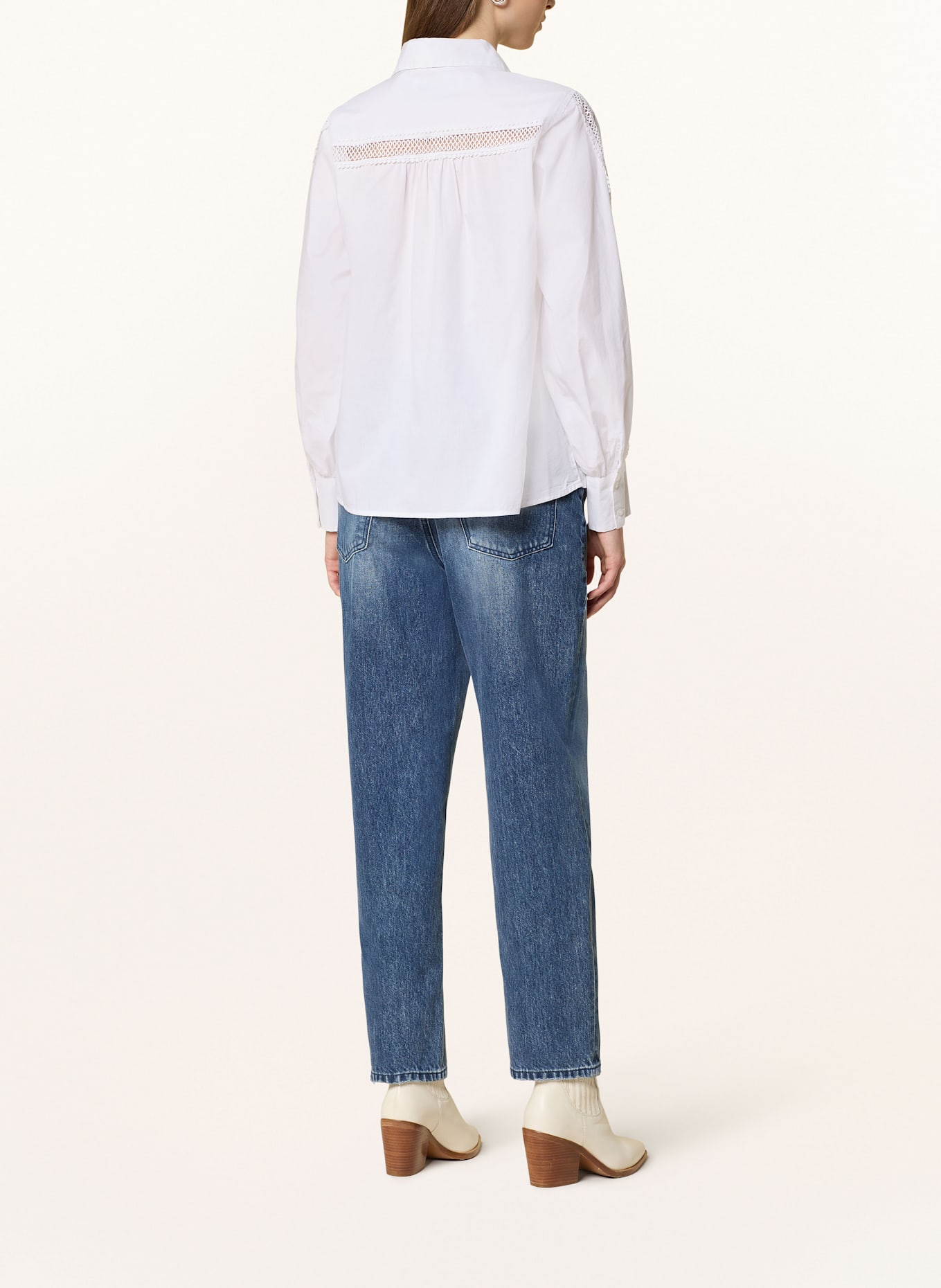 RINO & PELLE BEJA shirt blouse with lace: WHITE