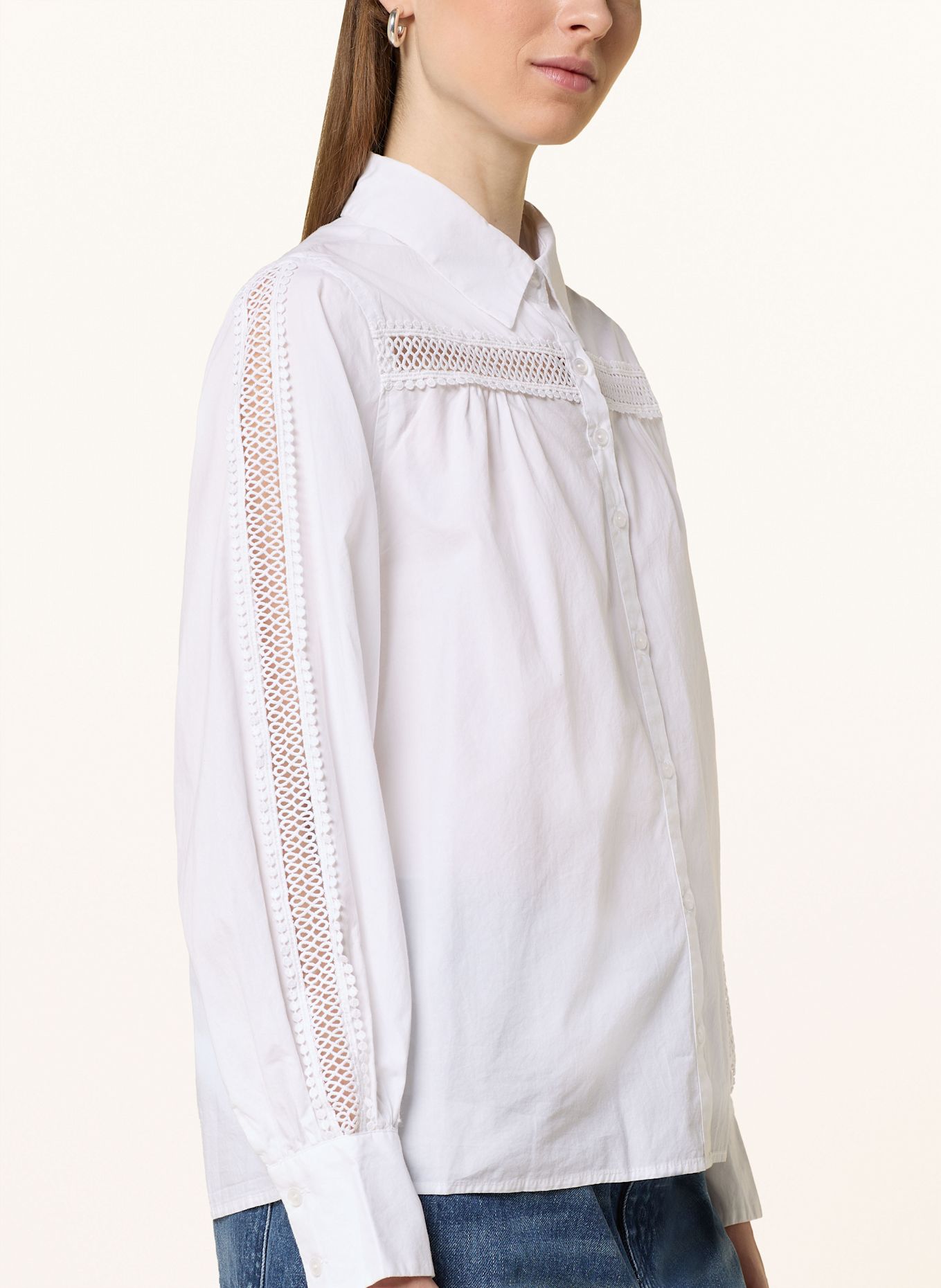 RINO & PELLE BEJA shirt blouse with lace: WHITE
