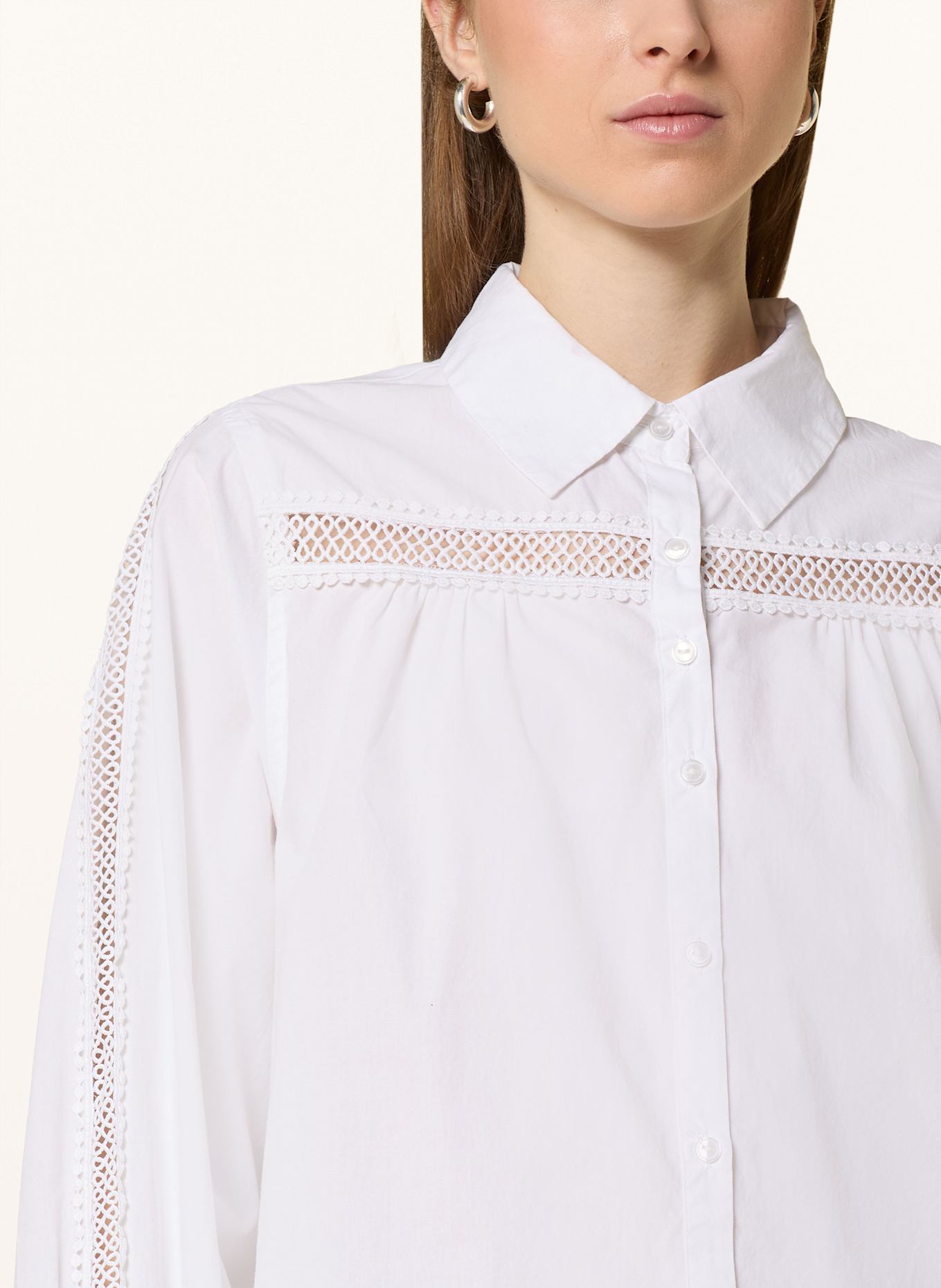 RINO & PELLE BEJA shirt blouse with lace: WHITE