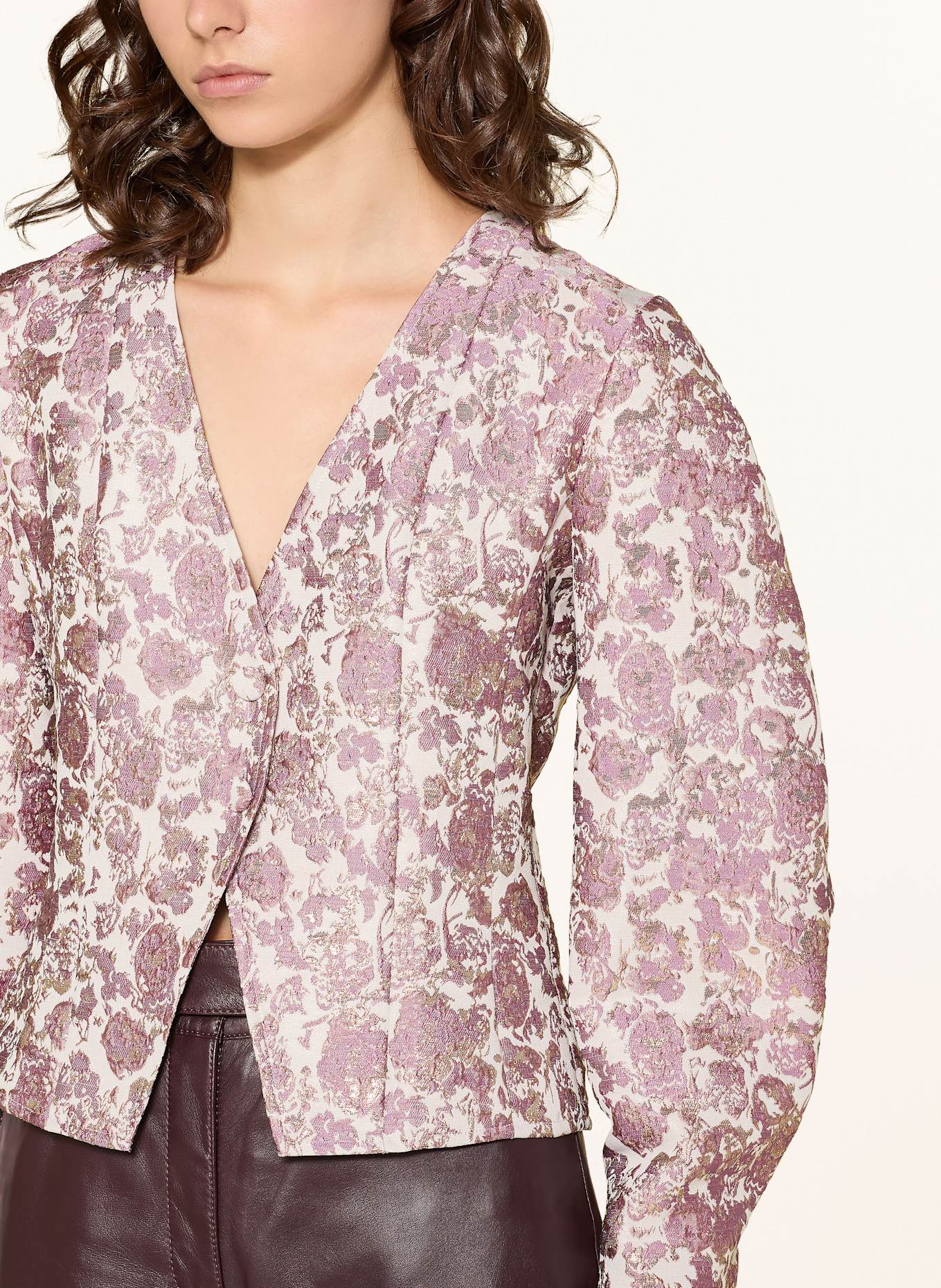 BAUM UND PFERDGARTEN Jacke MILLIE mit Glitzergarn: WEISS / HELLLILA / GOLD