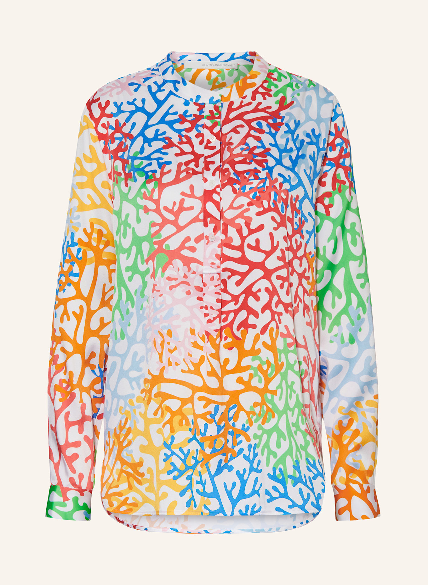 HERZEN'S ANGELEGENHEIT Shirt blouse in silk: BLUE / ORANGE / GREEN