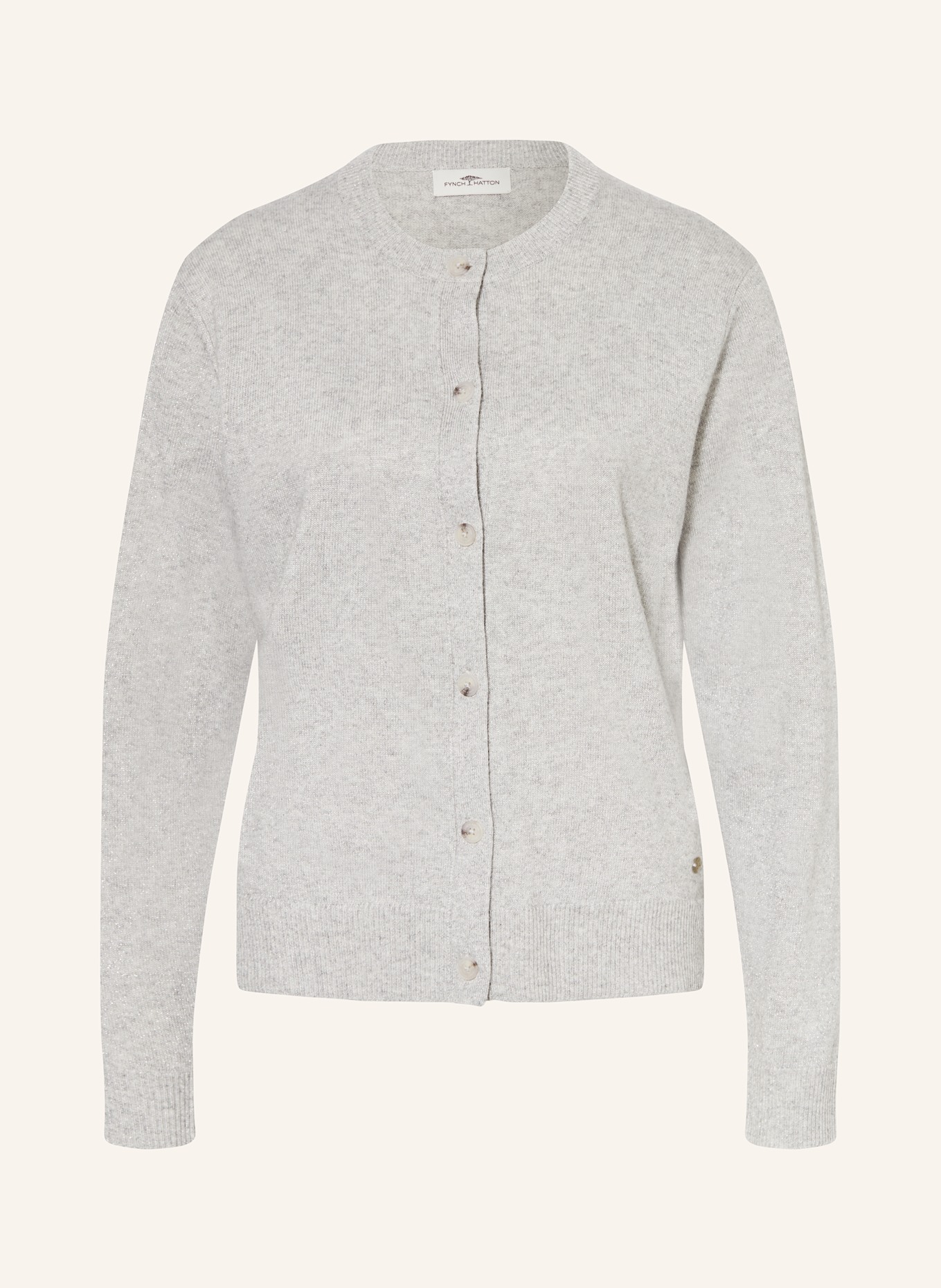FYNCH-HATTON Strickjacke mit Glitzergarn: HELLGRAU