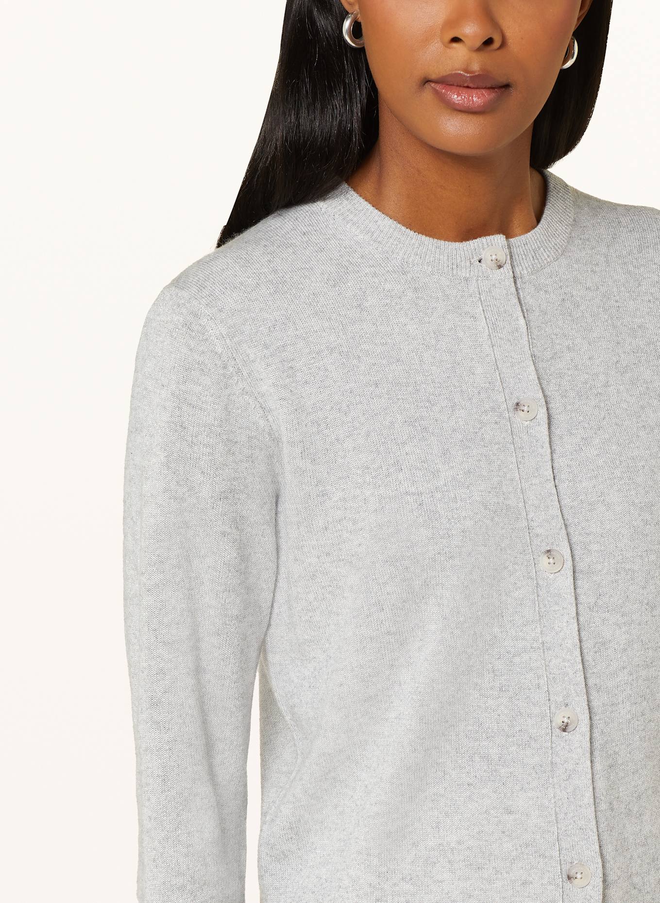 FYNCH-HATTON Strickjacke mit Glitzergarn: HELLGRAU