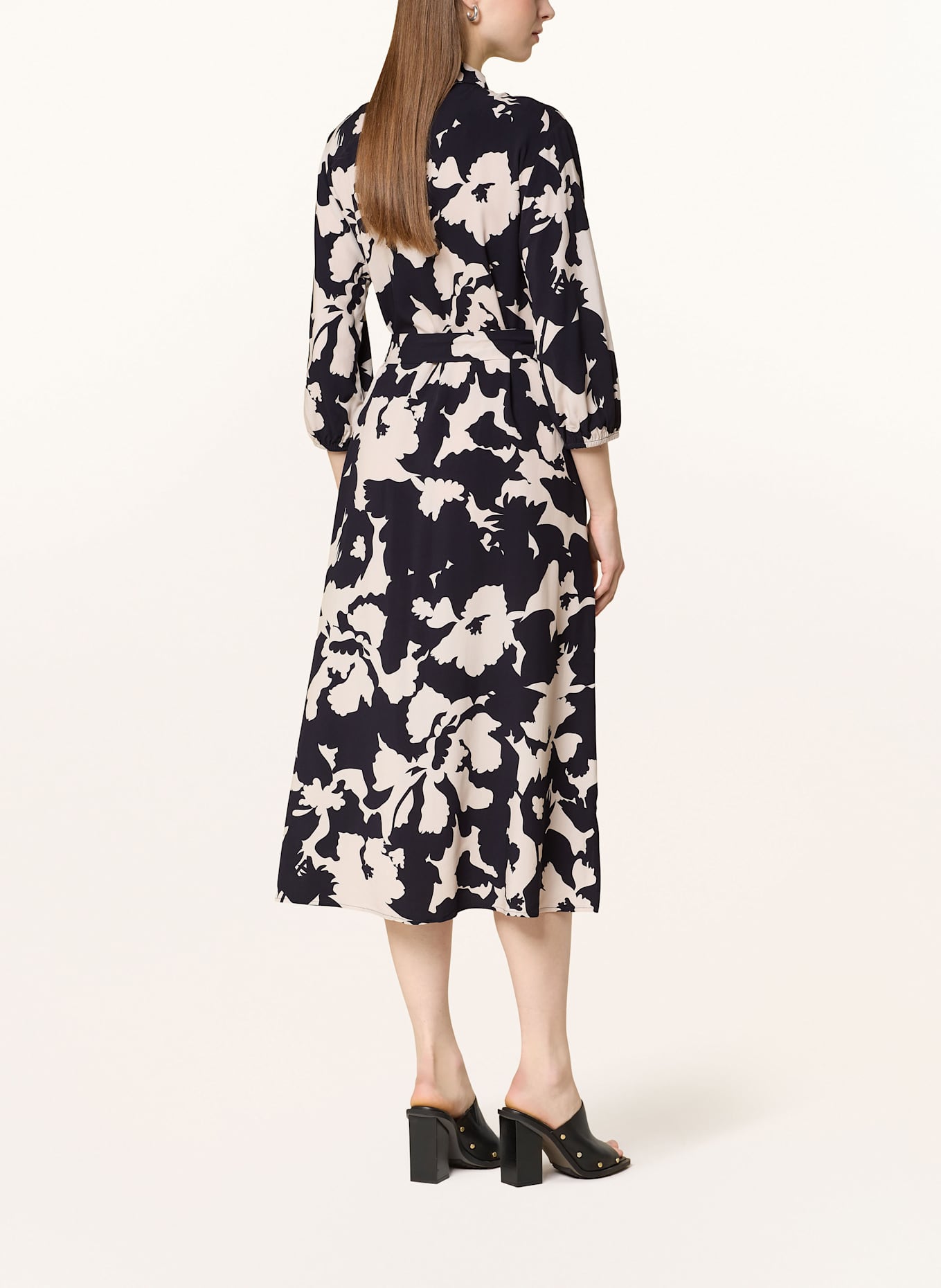 comma Hemdblusenkleid mit 3/4-Arm: DUNKELBLAU/ CREME