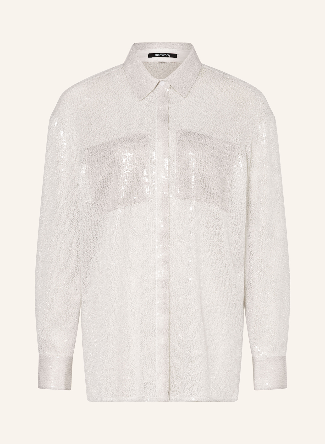 comma Shirt blouse with sequins: WHITE