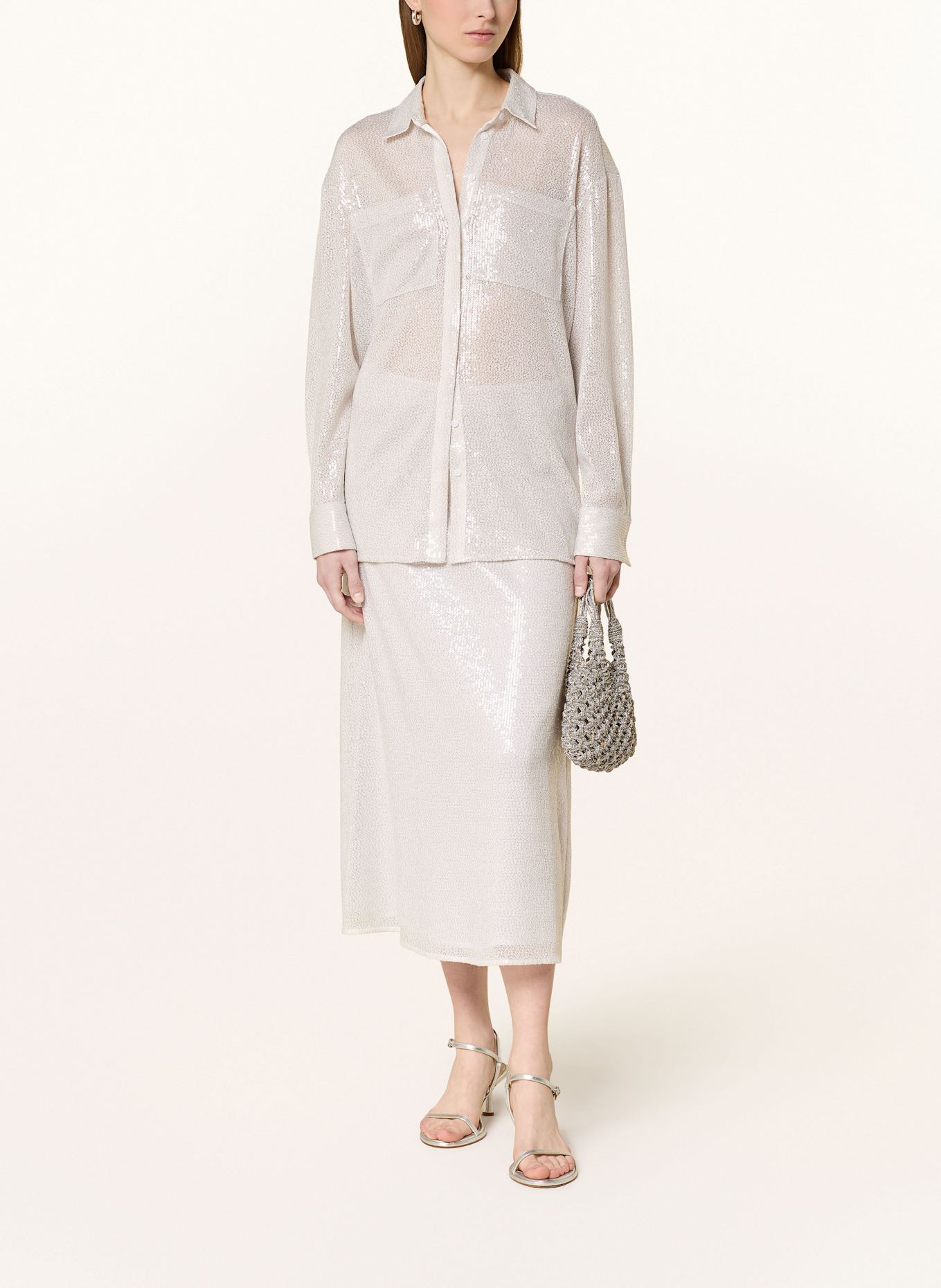 comma Shirt blouse with sequins: WHITE