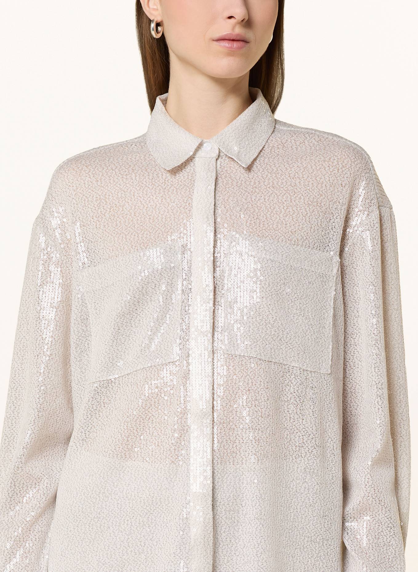 comma Shirt blouse with sequins: WHITE