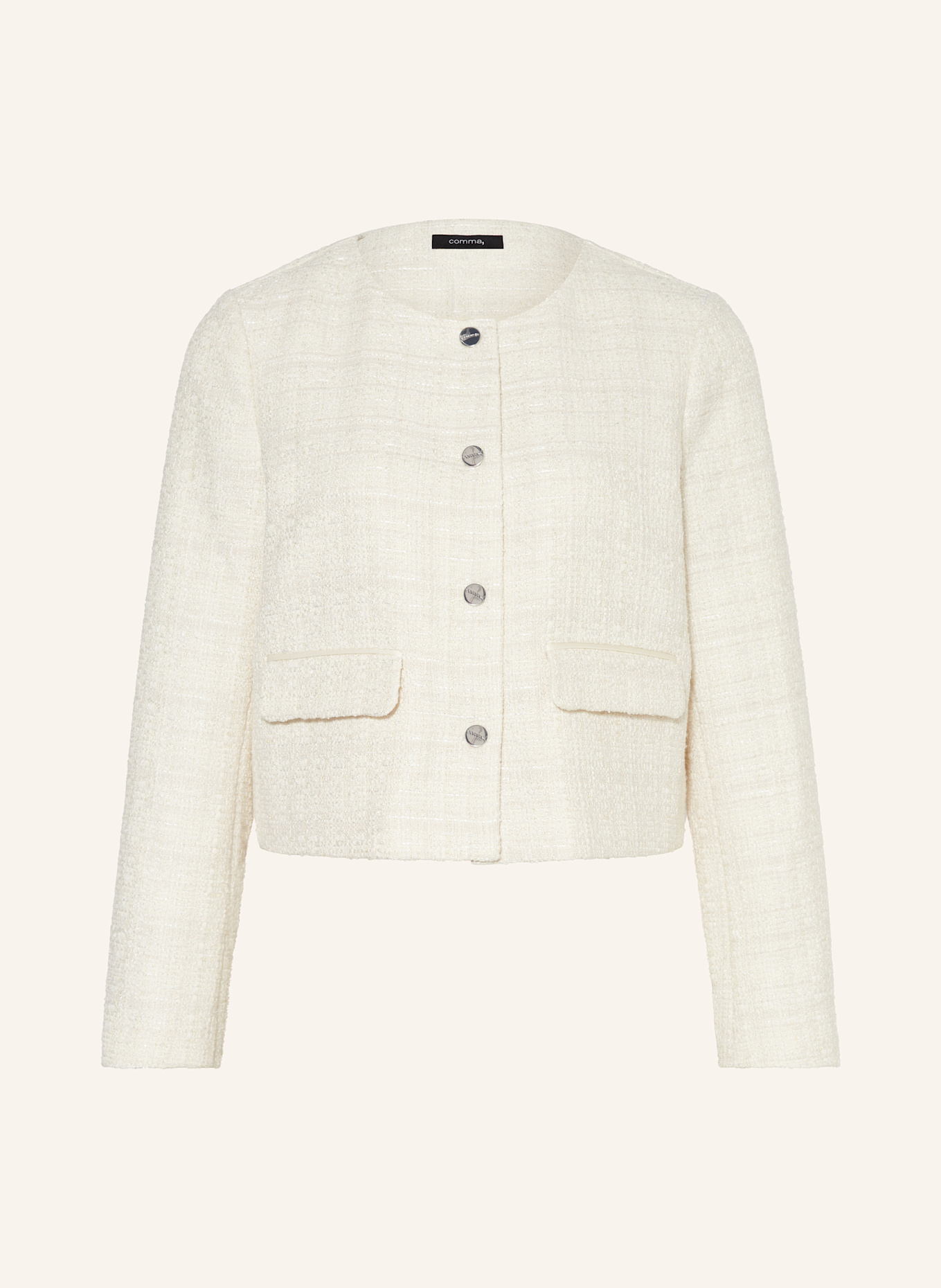 comma Tweed jacket with glitter thread: ECRU