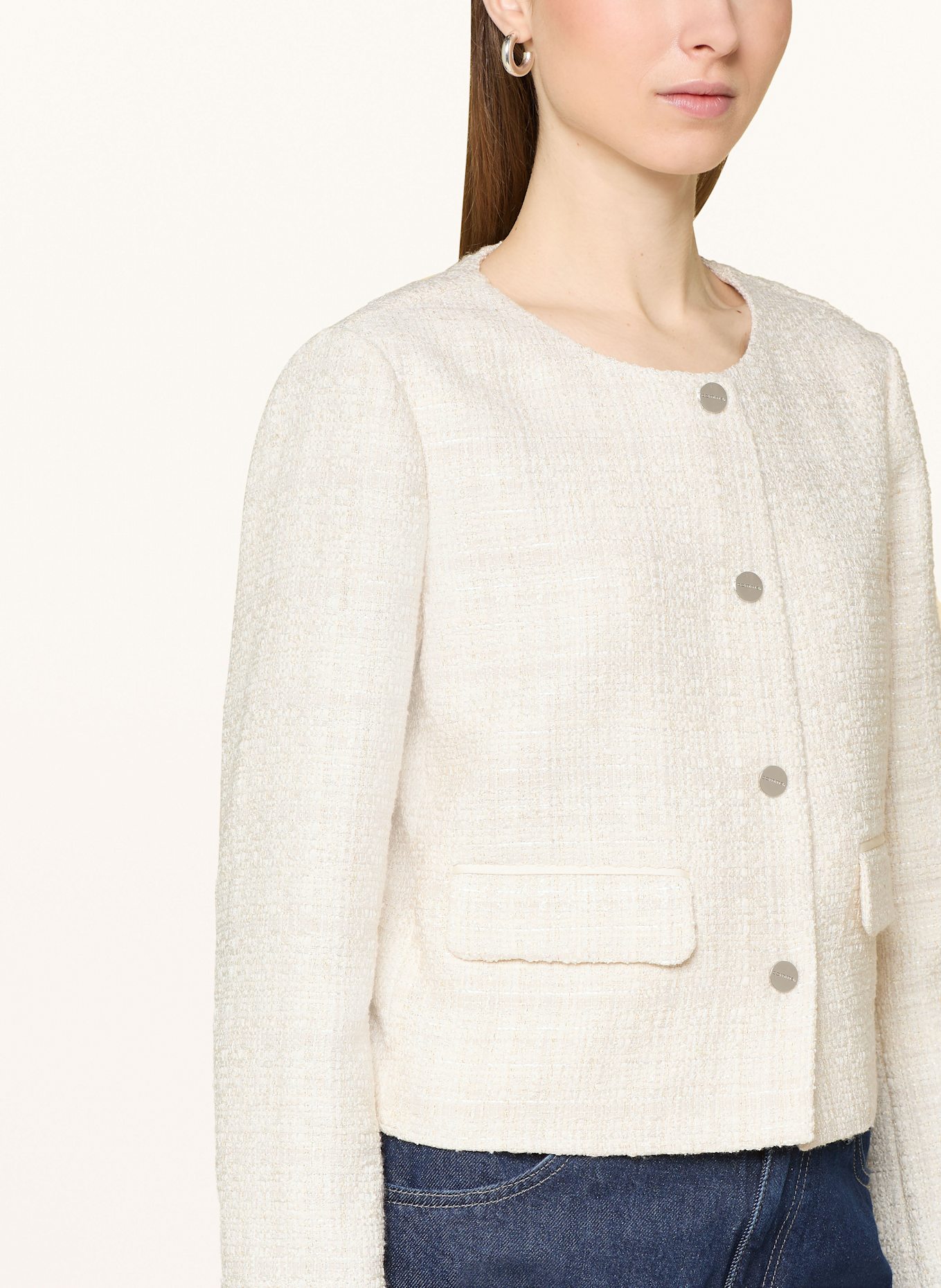 comma Tweed jacket with glitter thread: ECRU