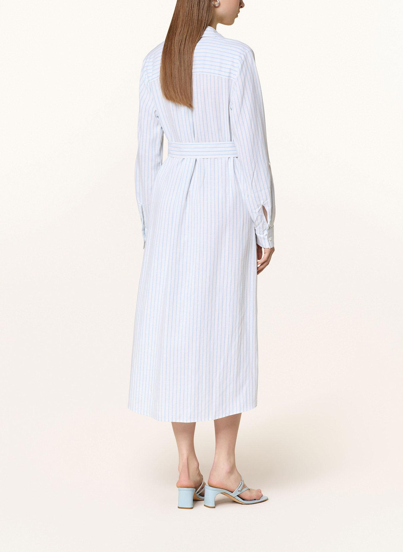 comma Hemdblusenkleid mit Leinen: WEISS/ HELLBLAU