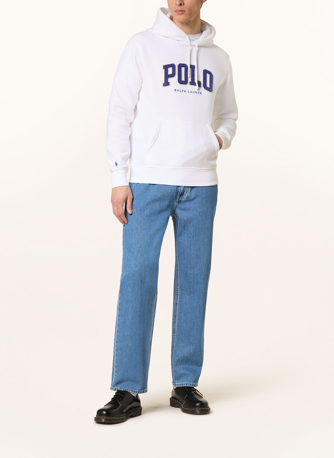 POLO RALPH LAUREN Hoodie: WHITE/ BLUE
