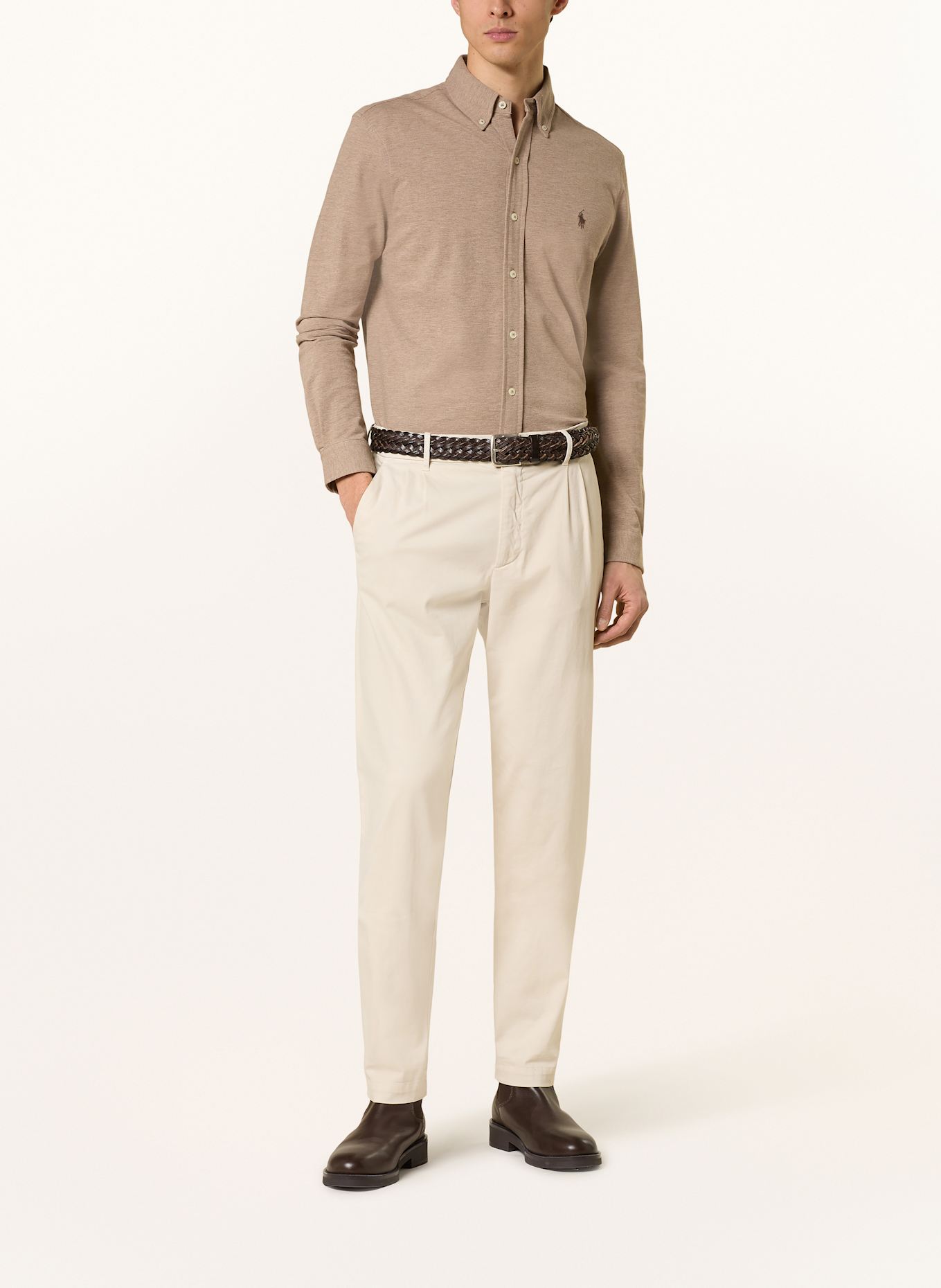 POLO RALPH LAUREN Piqué-Hemd Custom Fit: HELLBRAUN