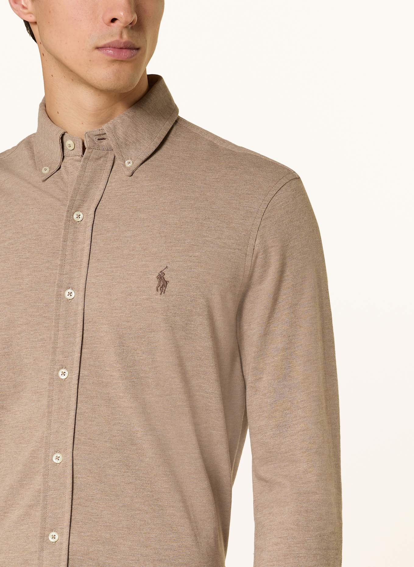 POLO RALPH LAUREN Piqué-Hemd Custom Fit: HELLBRAUN