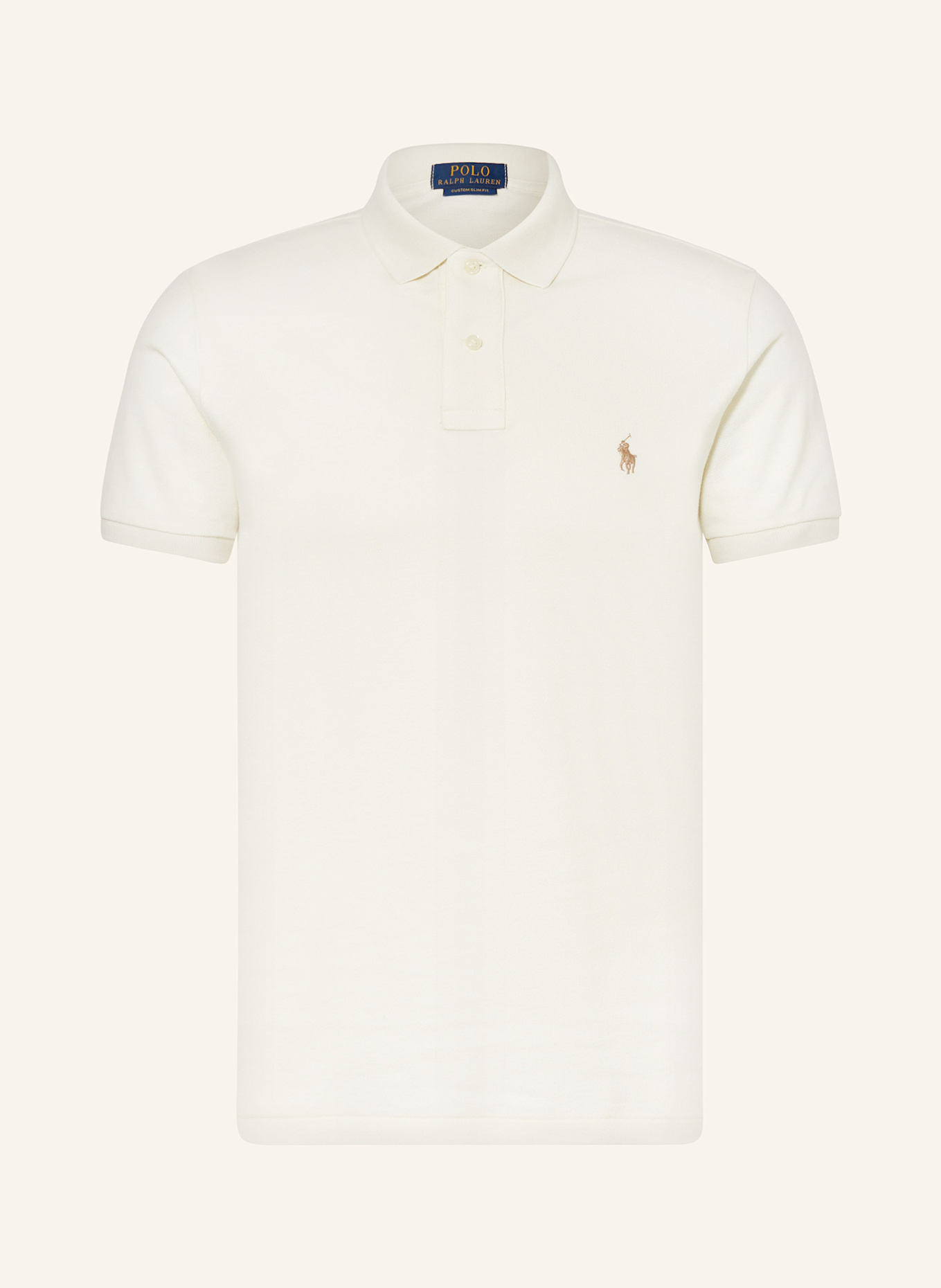 POLO RALPH LAUREN Pique polo shirt custom slim fit in cream