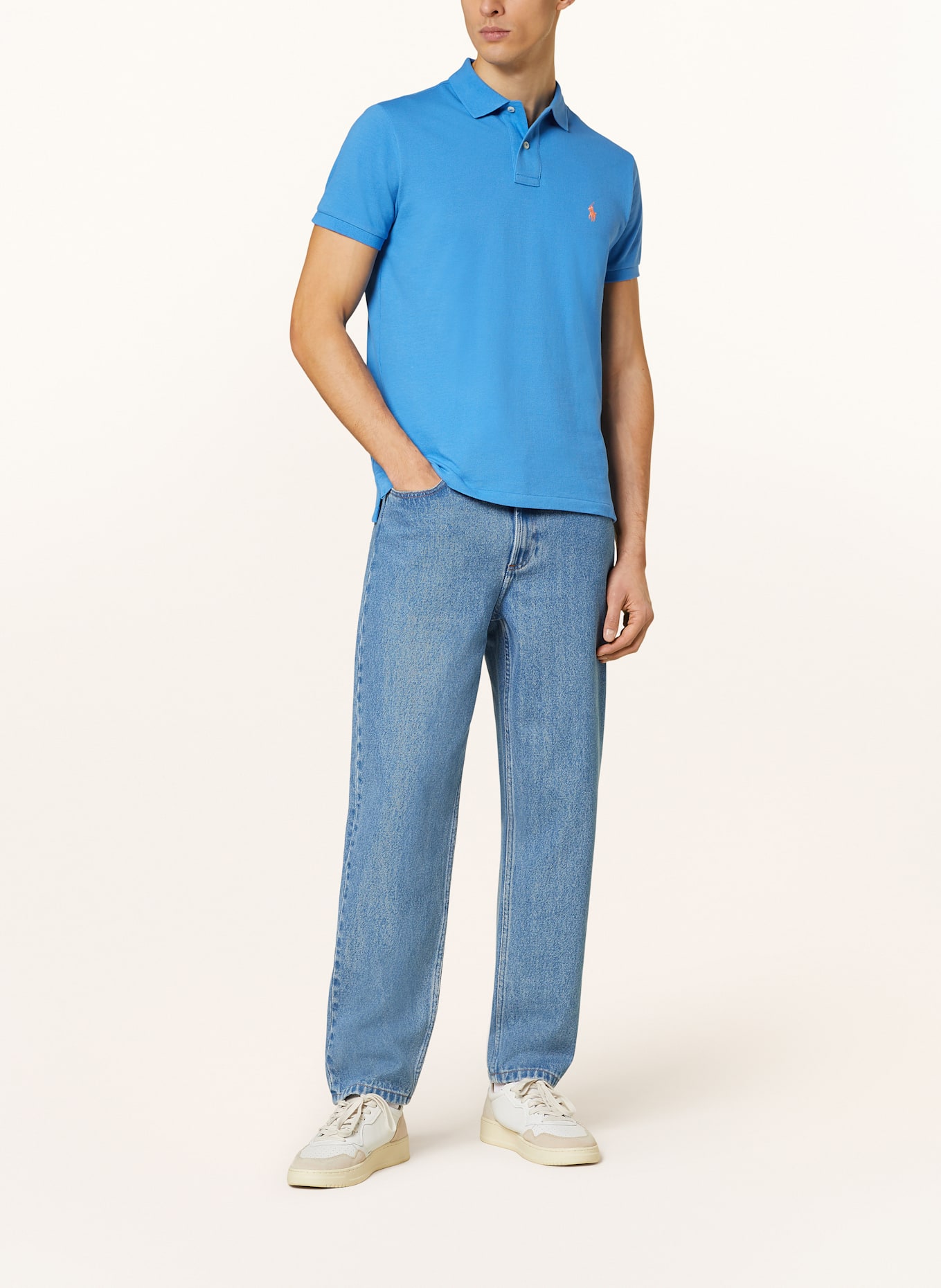 POLO RALPH LAUREN Polokošile z piké Custom Slim Fit: MODRÁ