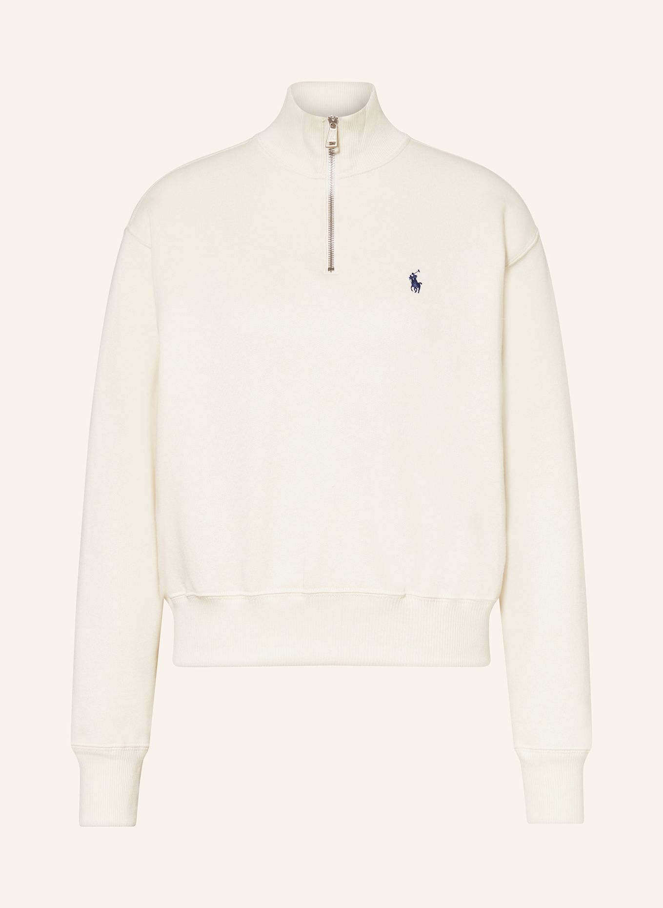 POLO RALPH LAUREN Half zip sweater in sweatshirt fabric in cream