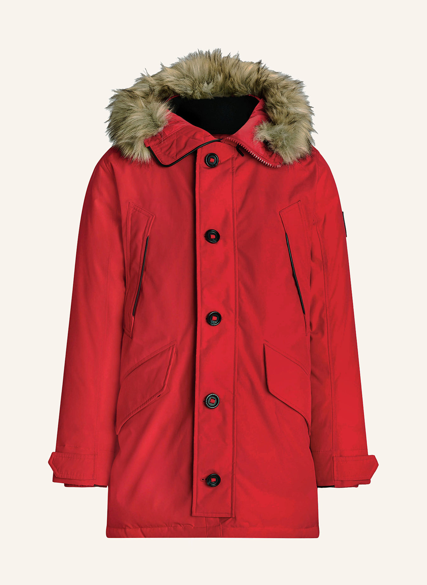 POLO RALPH LAUREN Down parka with detachable faux fur: RED