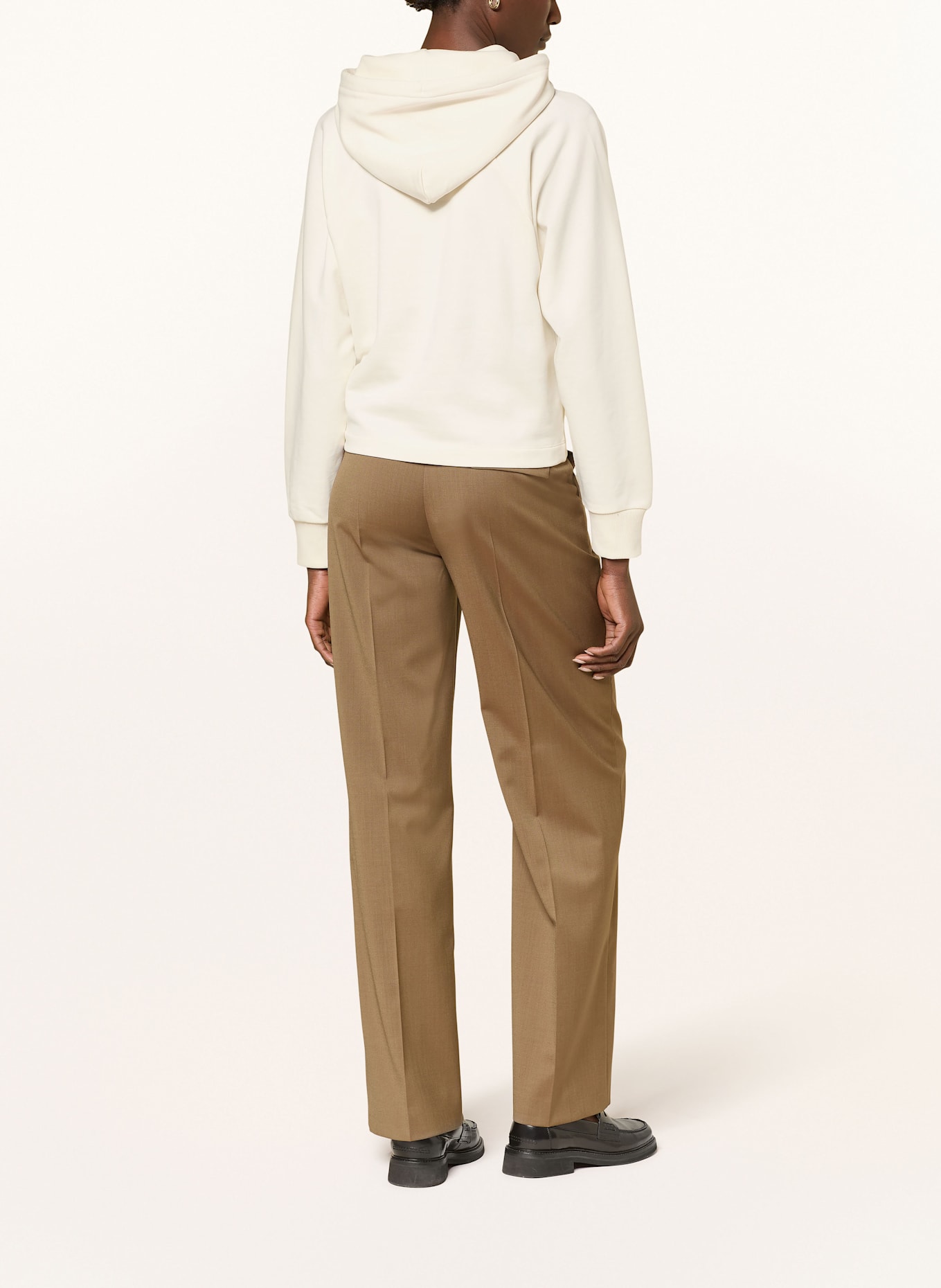 BOSS Cropped-Hoodie EMAES: ECRU