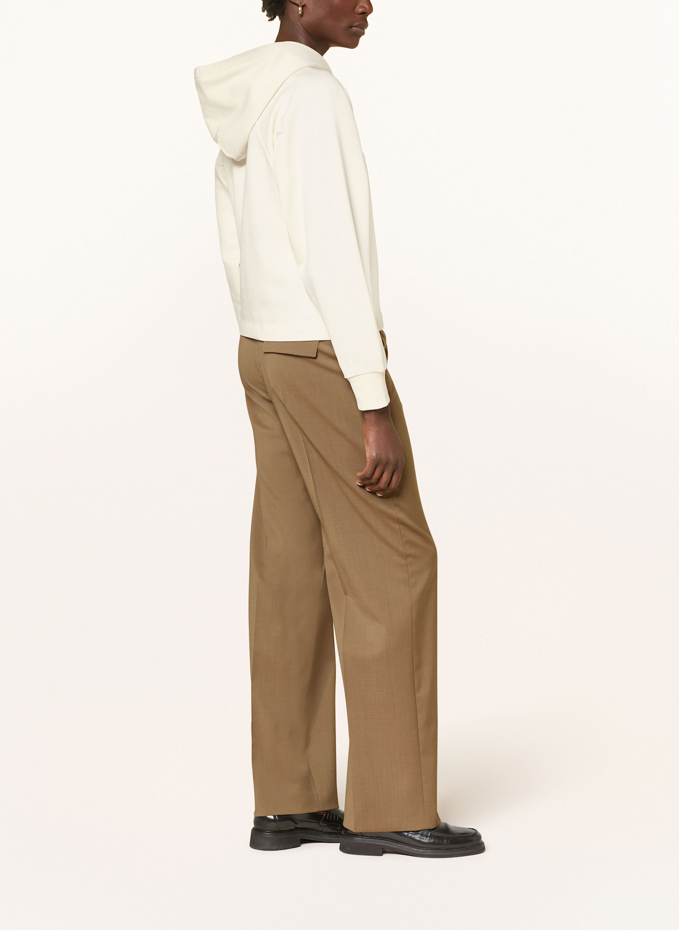 BOSS Cropped-Hoodie EMAES: ECRU