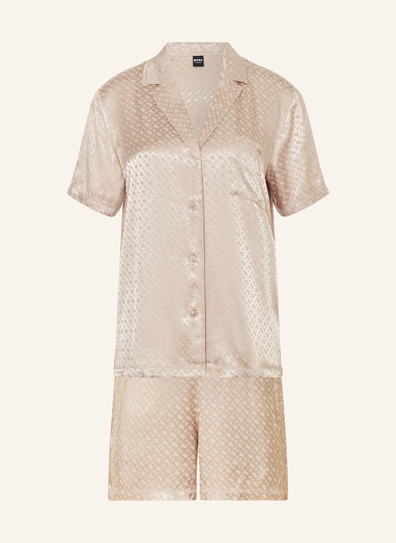 BOSS Shorty-Schlafanzug MONOGRAM aus Satin, Farbe: BEIGE (Bild 1)