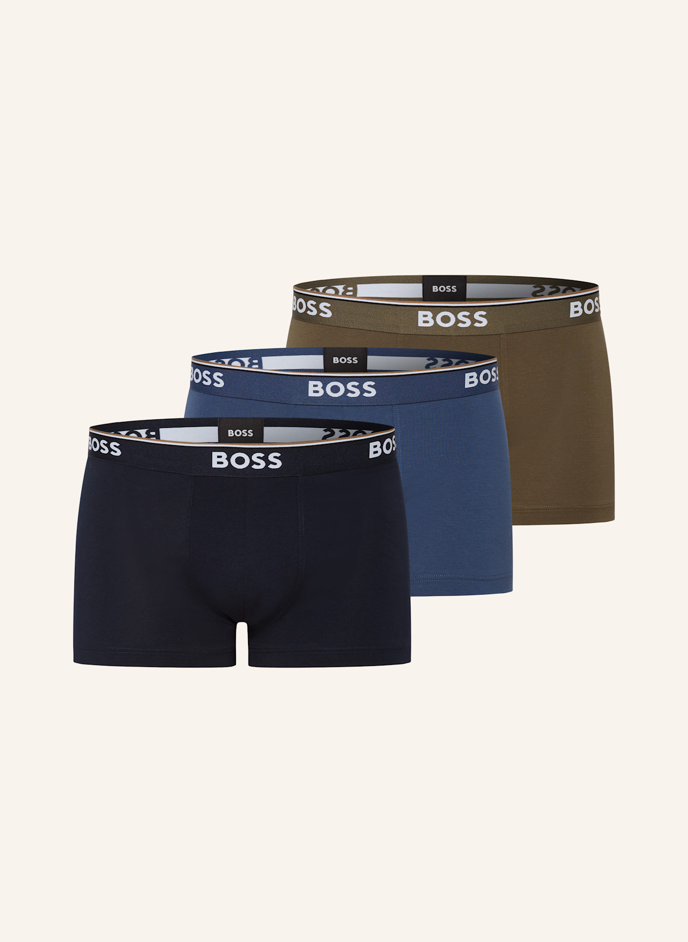 BOSS 3-pack boxer shorts POWER: KHAKI / BLUE / DARK BLUE