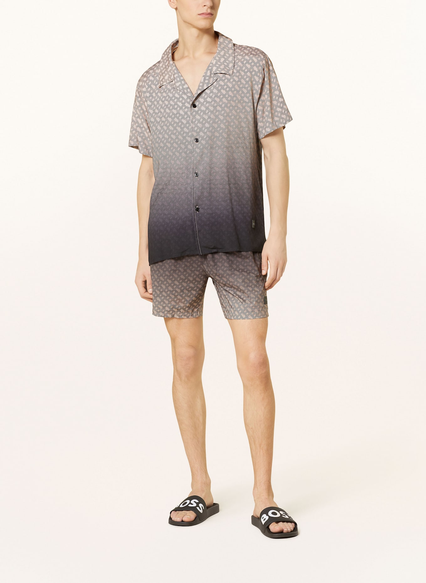 BOSS Resorthemd VALE Comfort Fit: BEIGE / TAUPE / SCHWARZ