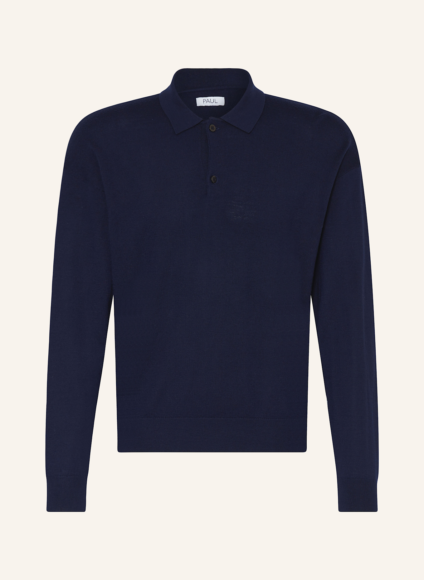 PAUL Strick-Poloshirt aus Merinowolle: DUNKELBLAU