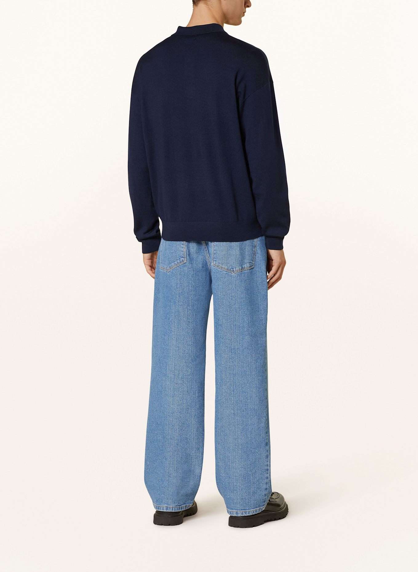 PAUL Strick-Poloshirt aus Merinowolle: DUNKELBLAU