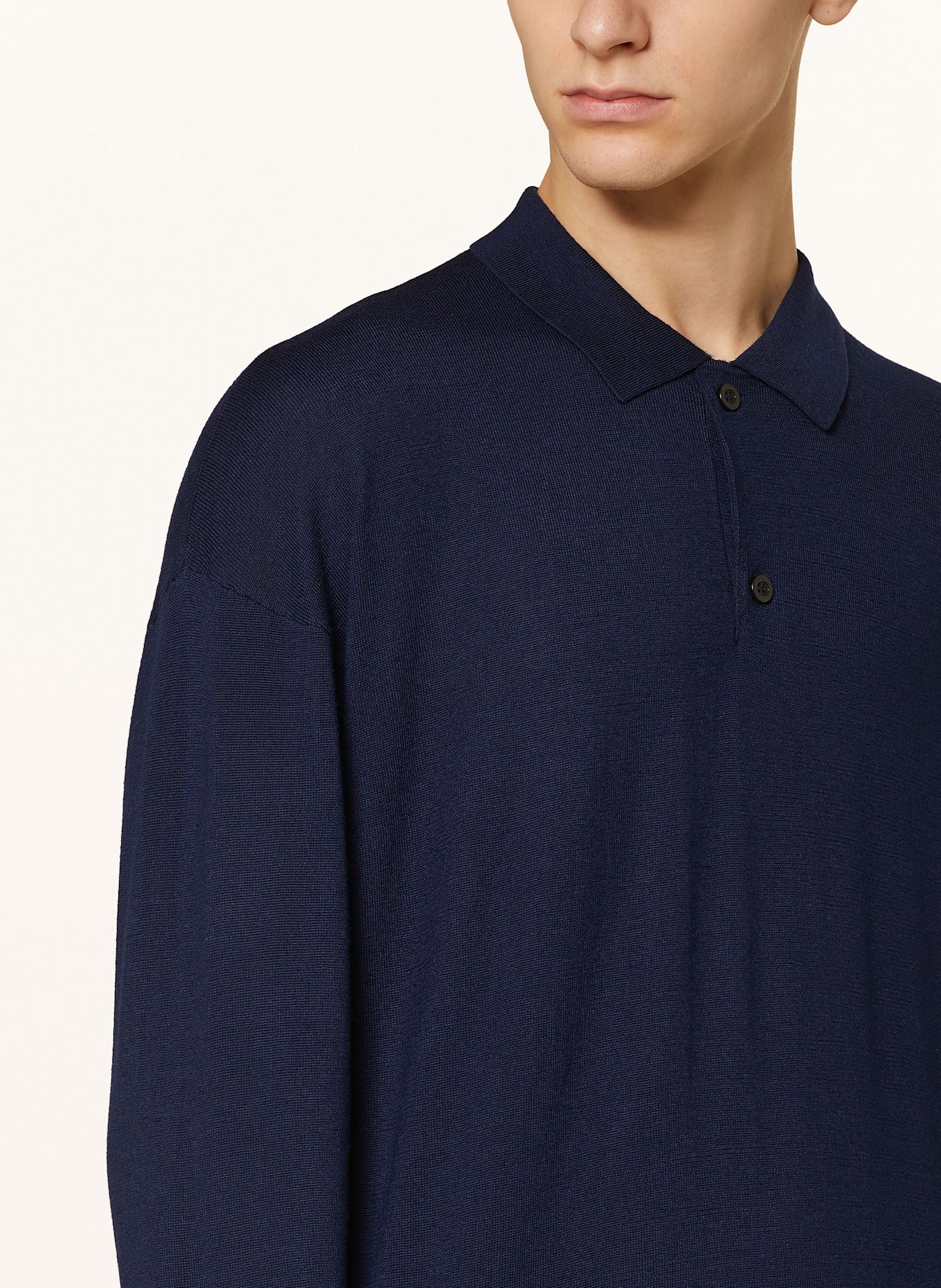 PAUL Strick-Poloshirt aus Merinowolle: DUNKELBLAU