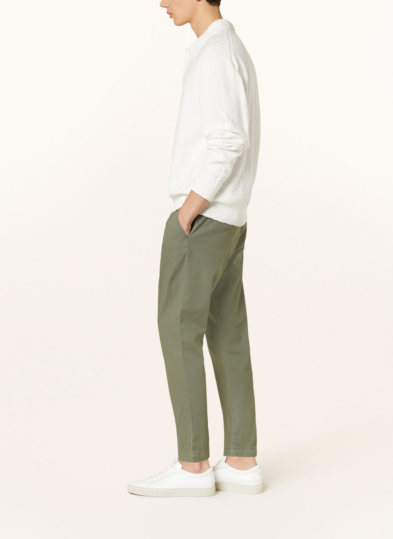 PAUL Chino mit Leinen: KHAKI