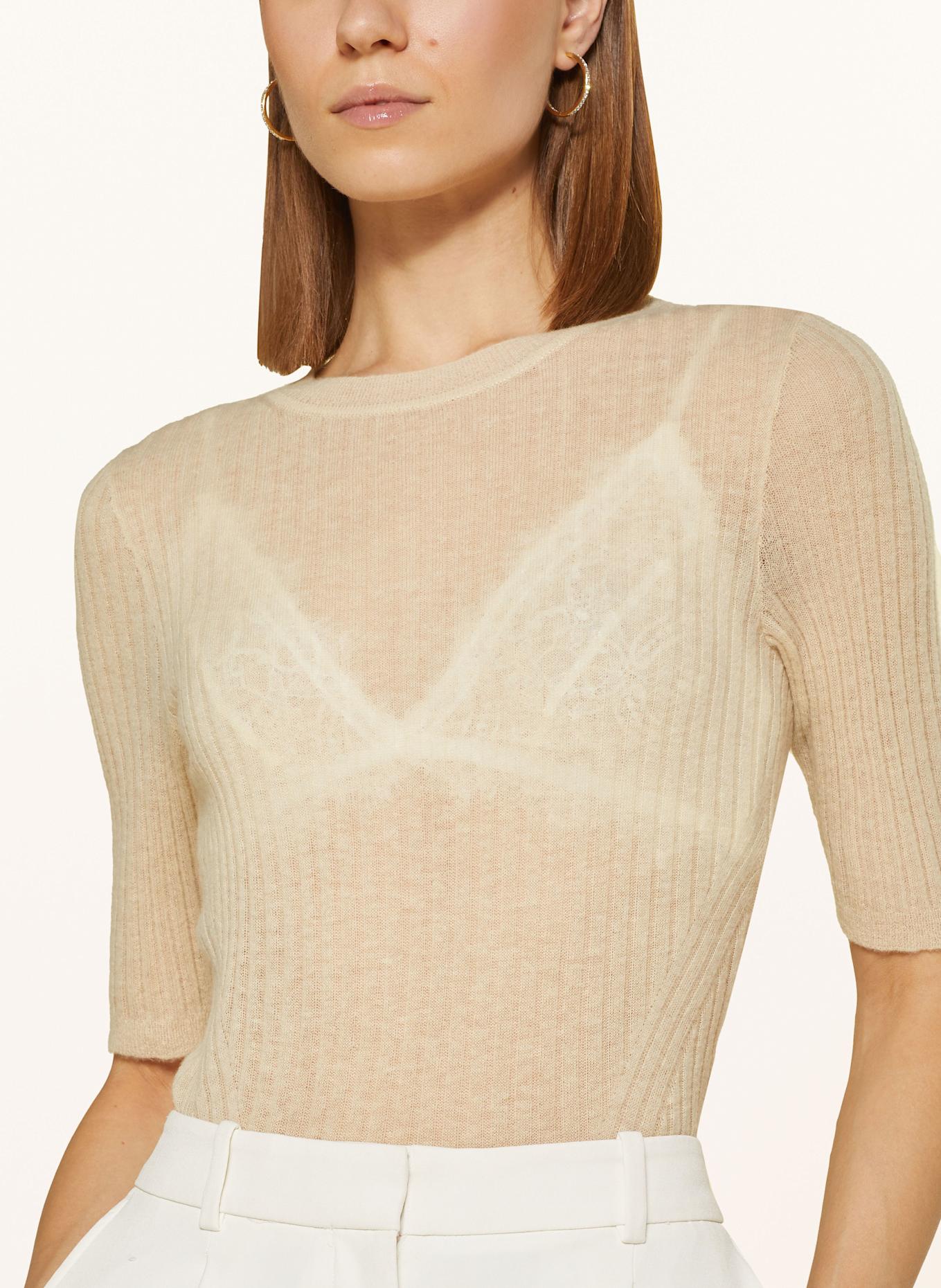 BOSS Úpletové tričko FENNINA: SVĚTLE HNĚDÁ