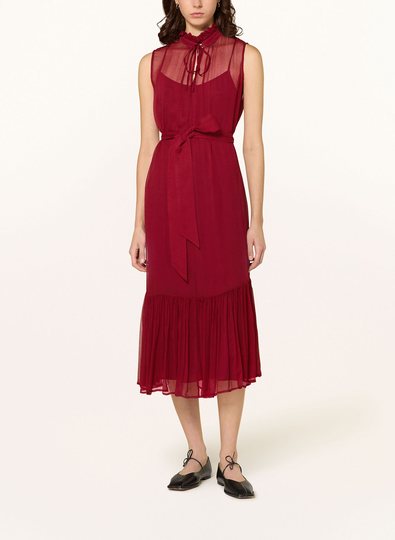 MRS & HUGS Kleid mit Rüschen: DUNKELROT