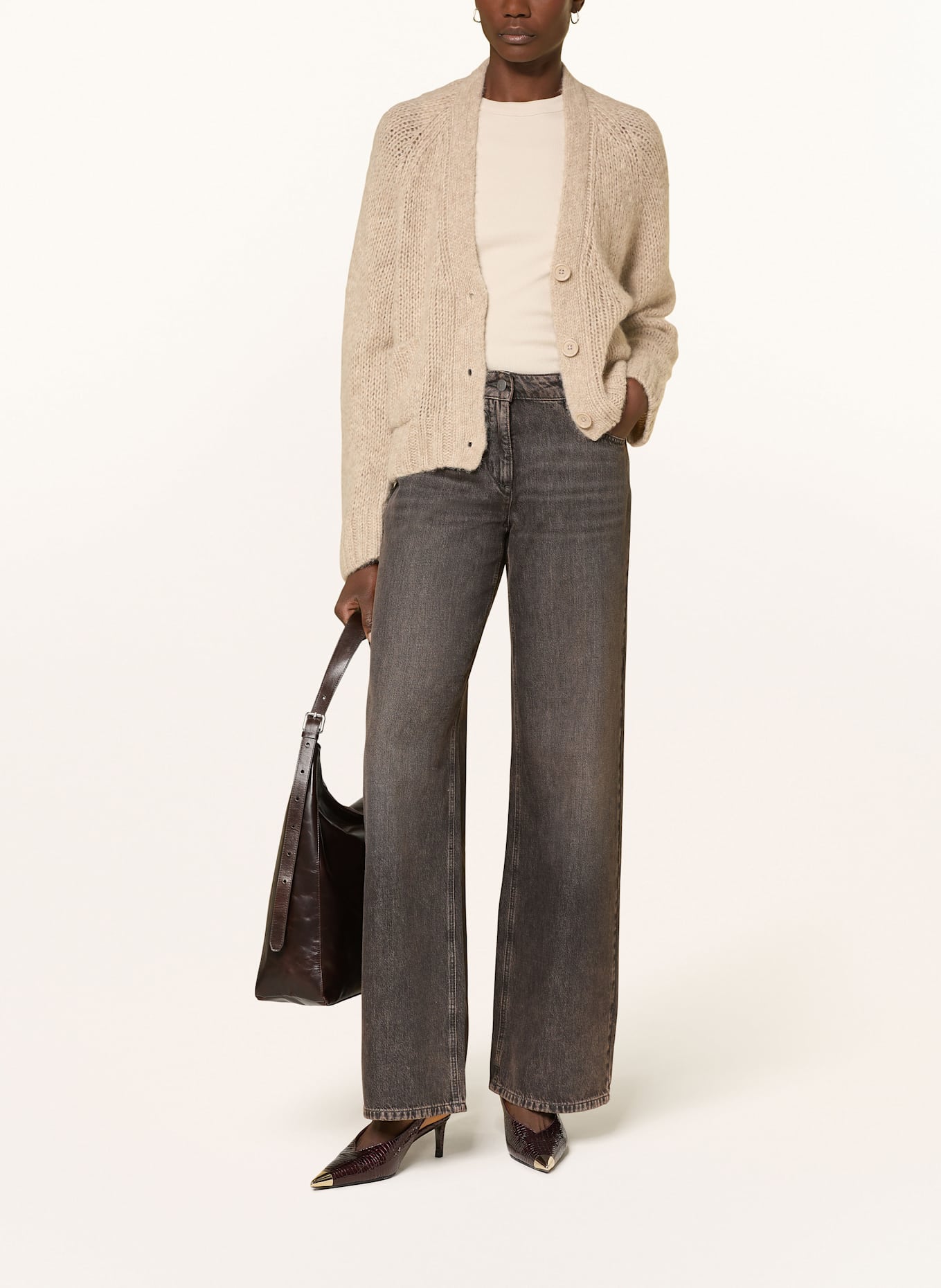 MRS & HUGS Cardigan with alpaca: TAUPE