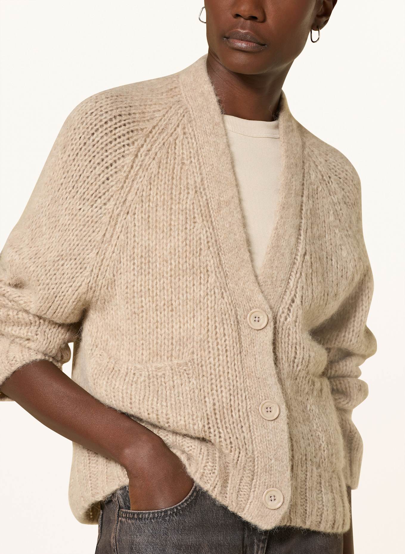 MRS & HUGS Cardigan with alpaca: TAUPE