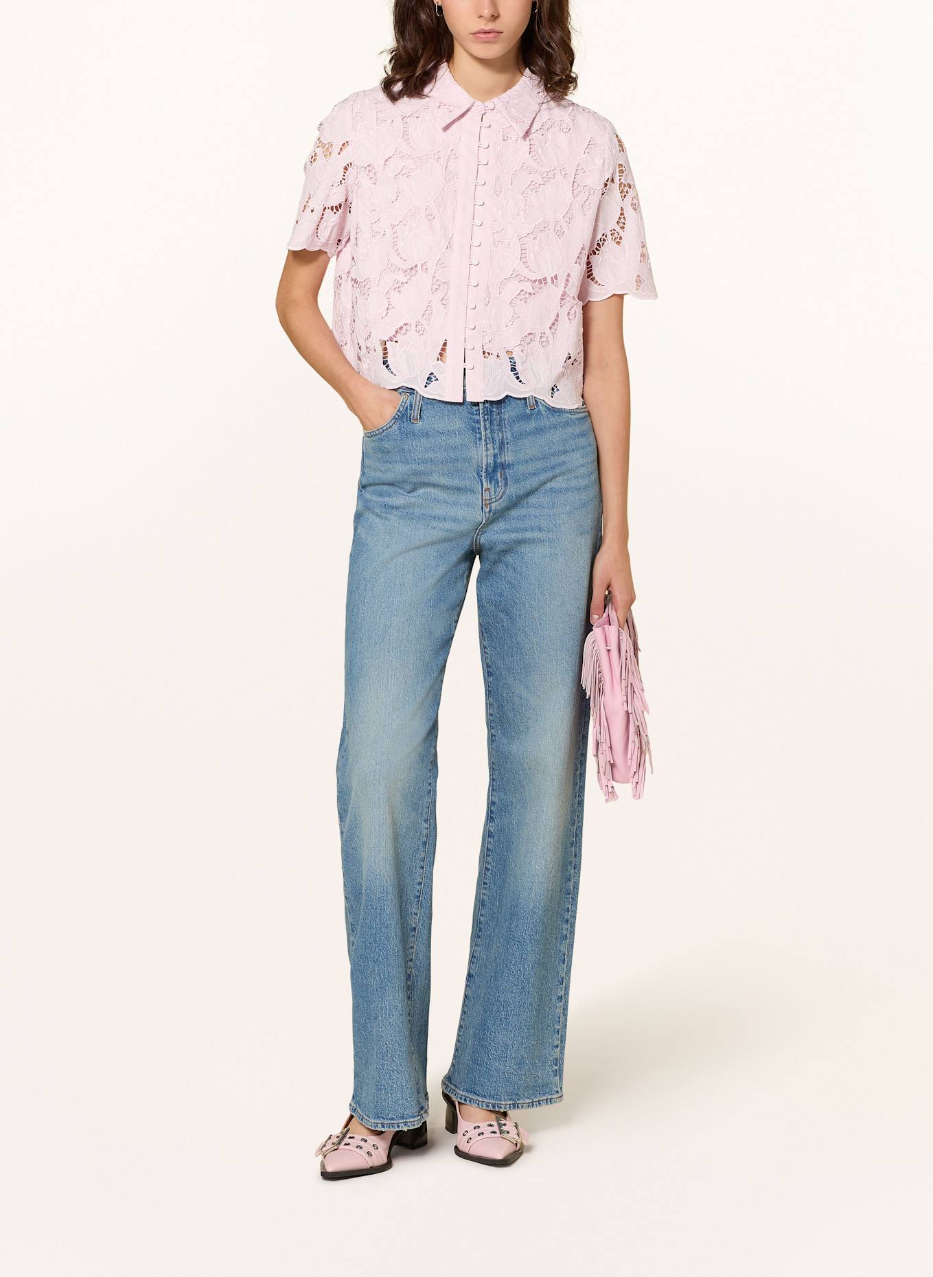 MRS & HUGS Hemdbluse aus Lochspitze: ROSA