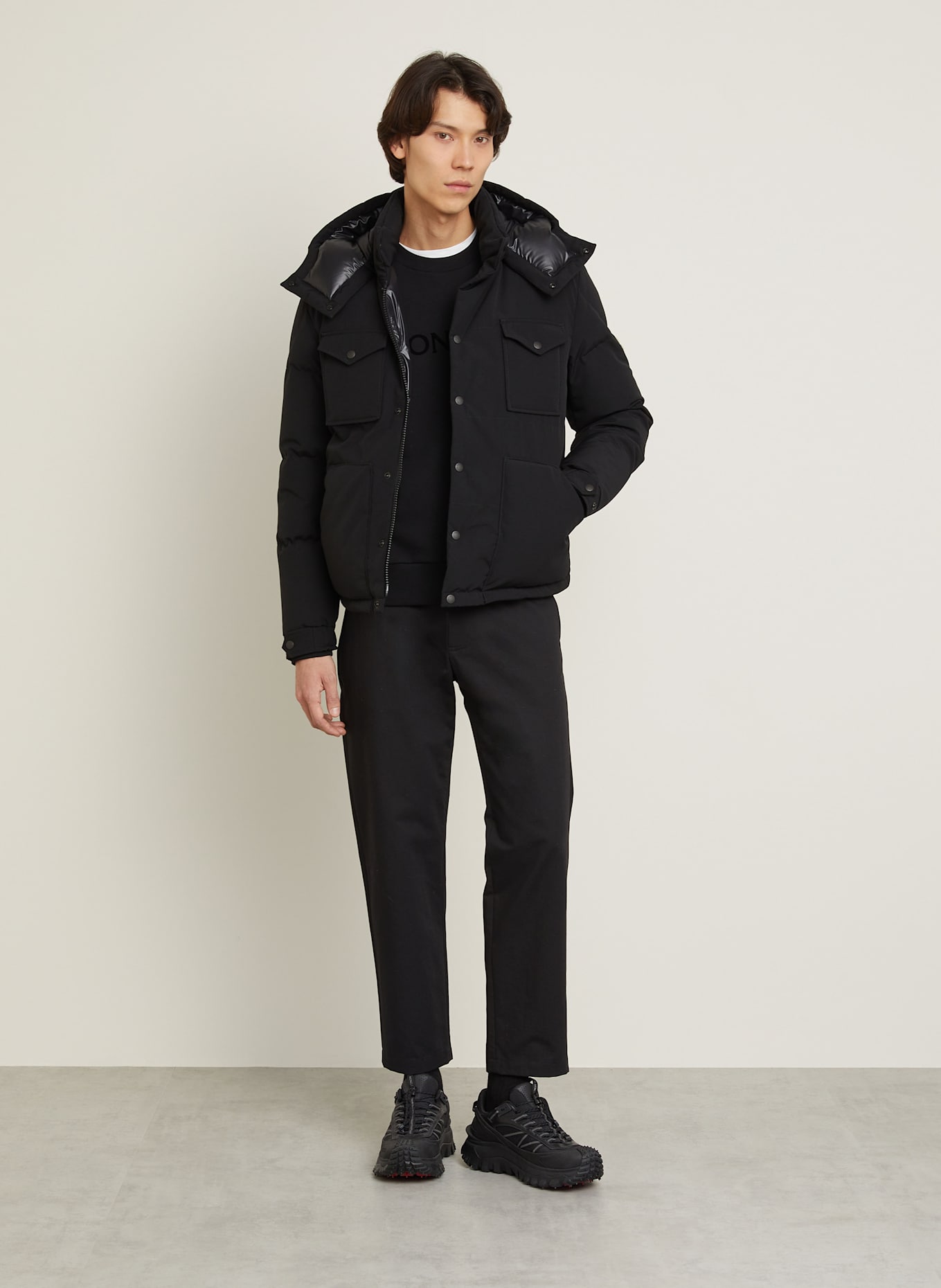 MONCLER FORNAS down jacket with detachable hood in black